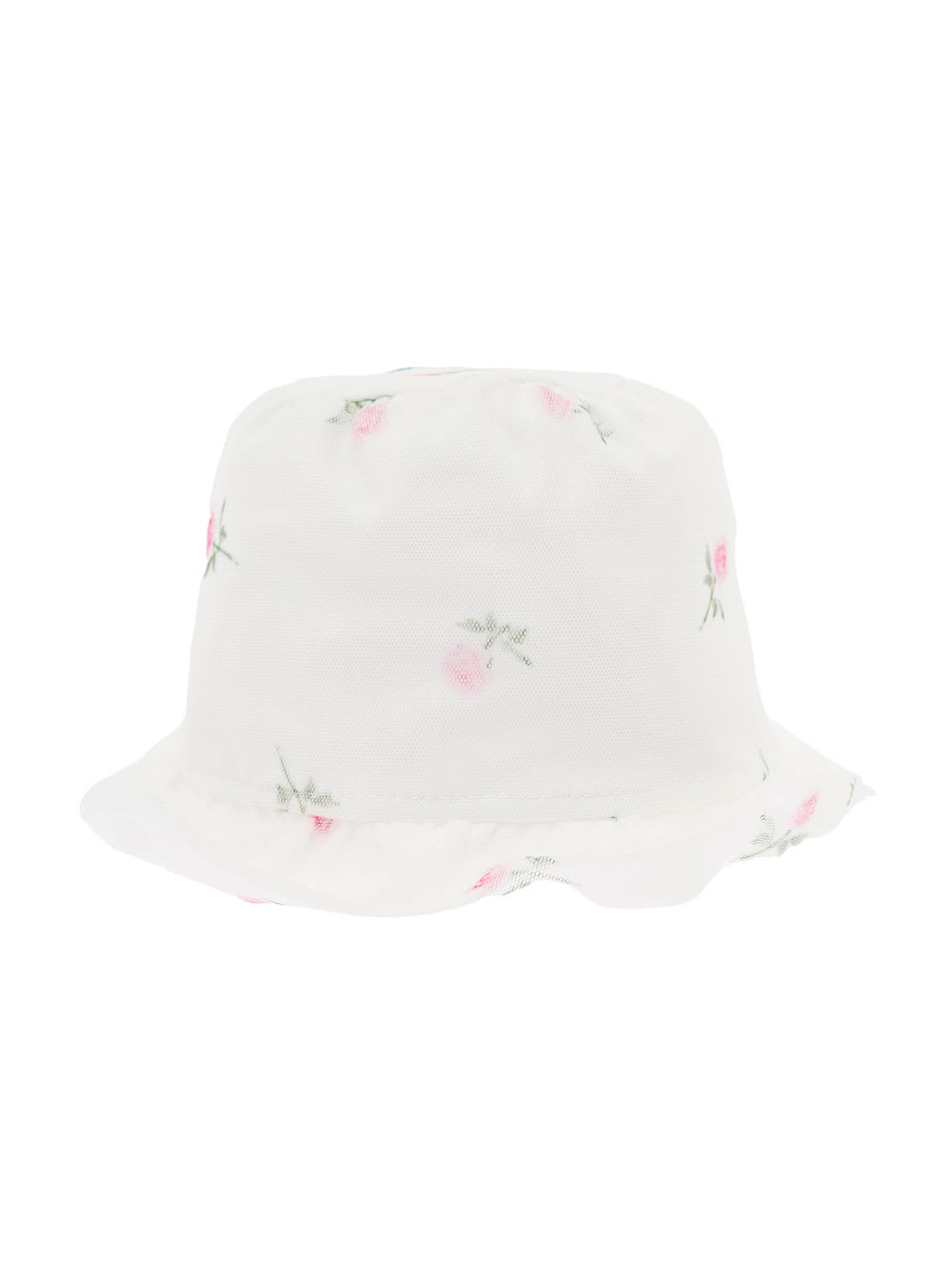 Monnalisa Girls Floral Print Cotton Cap With Brim And Bow