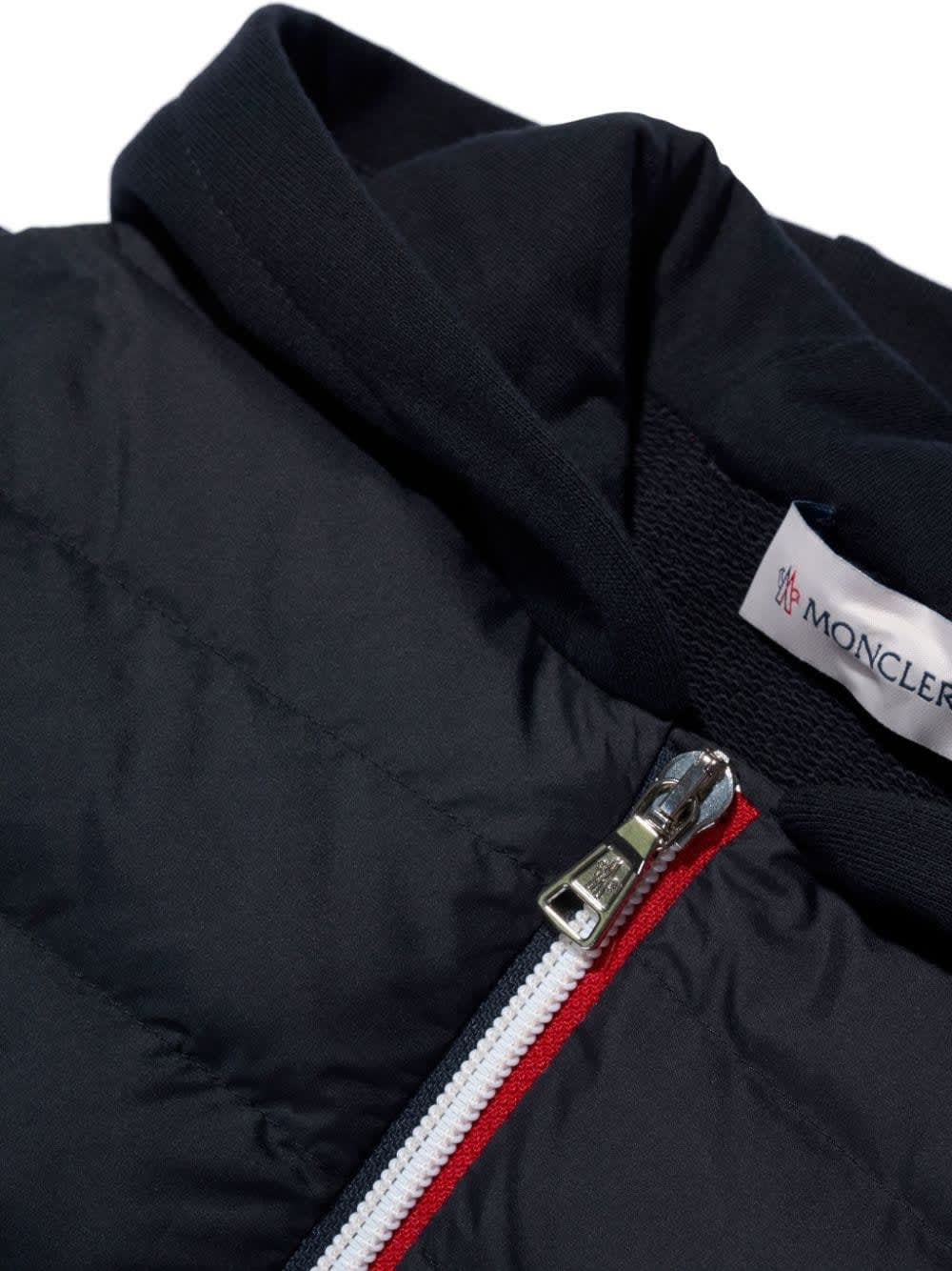 Shop Moncler Blue Padded Zip-up Hoodie