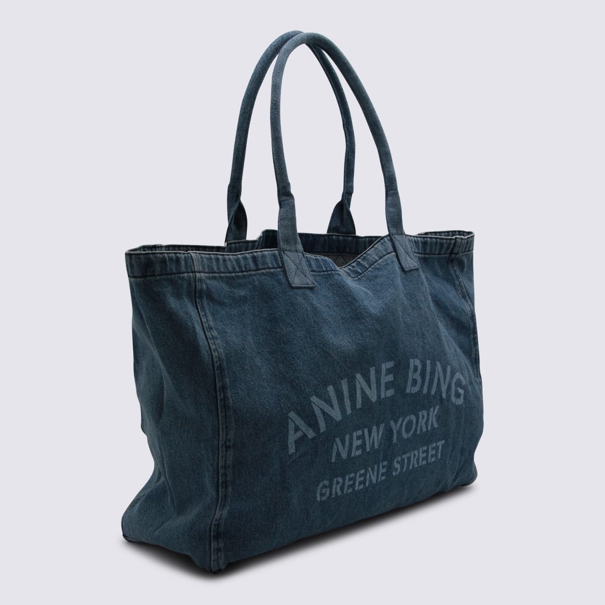 Anine Bing Blue Cotton Leo Canvas Tote In Blue