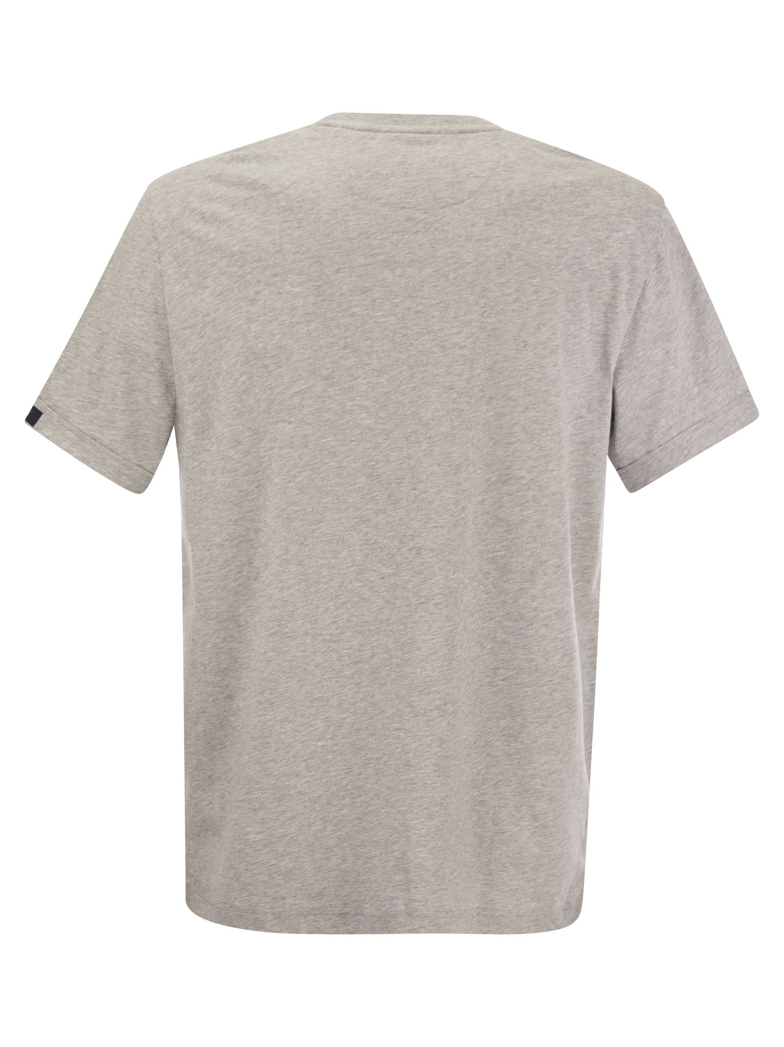 Fay Cotton T-shirt With Contrasting Color Collar In Grey