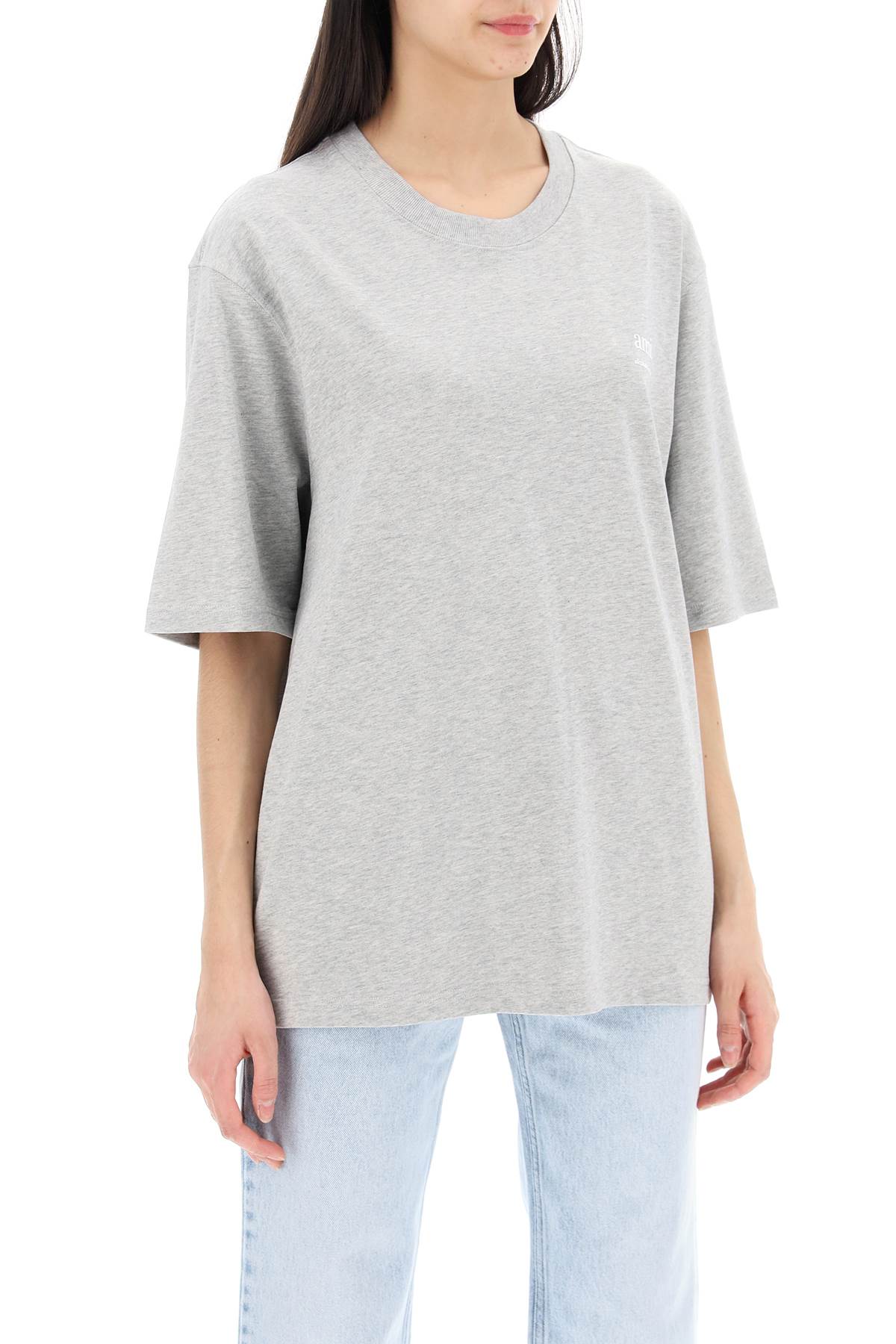 Shop Ami Alexandre Mattiussi Organic Cotton T-shirt In Gris Cendre Chine (grey)