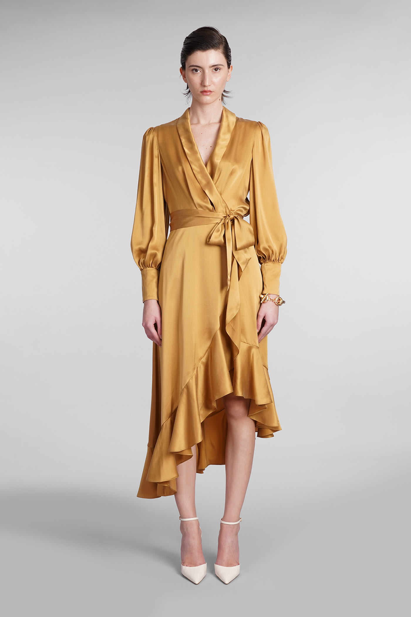 Shop Zimmermann Dress In Gold Silk