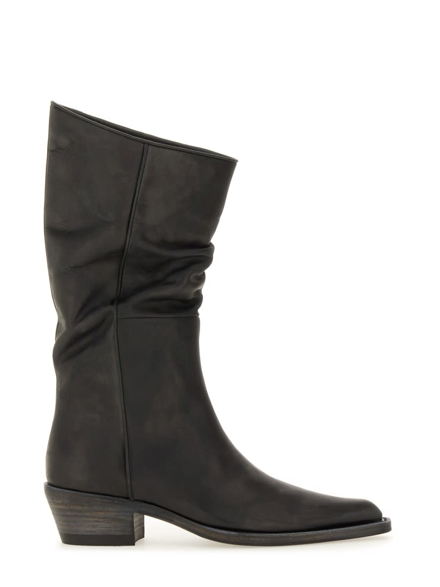 Khaite Clive 35 Leather Mid-calf Boots In Black