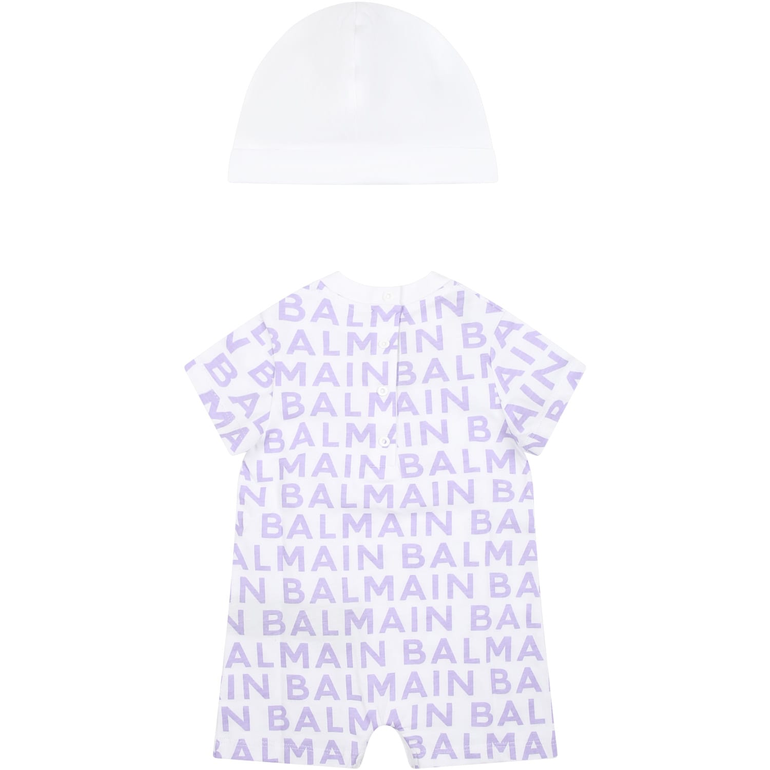 Shop Balmain Purple Set For Baby Girl With Logo In Violet