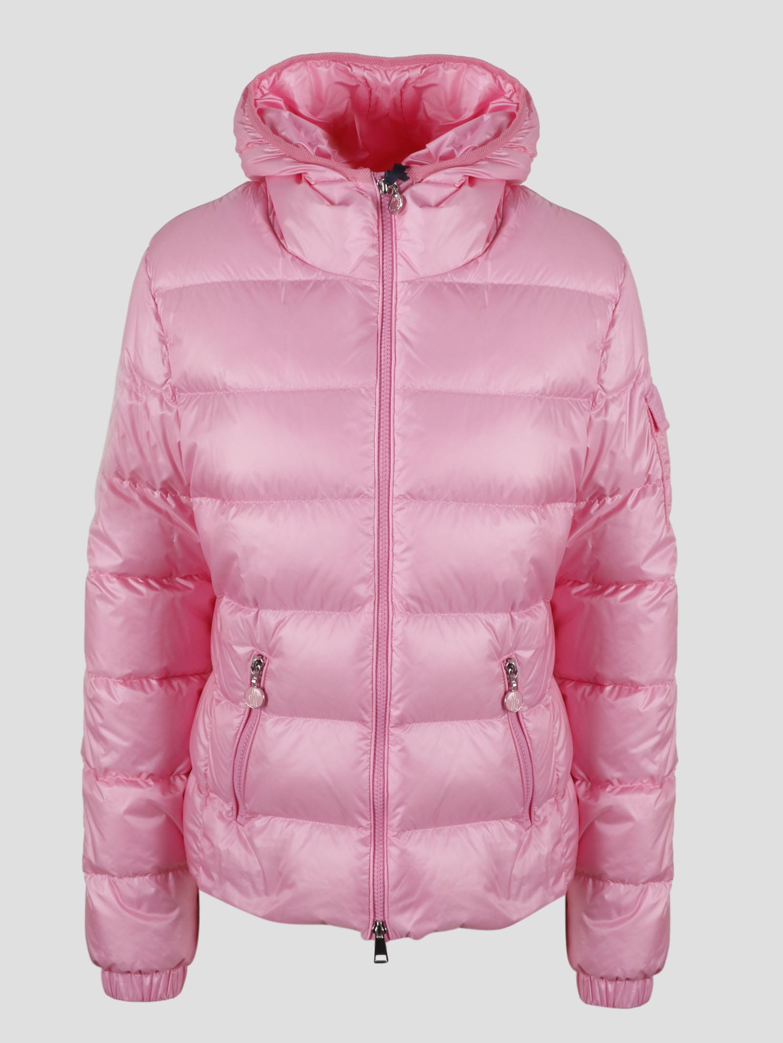 Moncler Gles Hooded Quilted Padded Shell Down Jacket In Pink & Purple