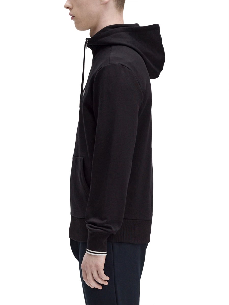 Fred Perry Zipper Hoodie In Black
