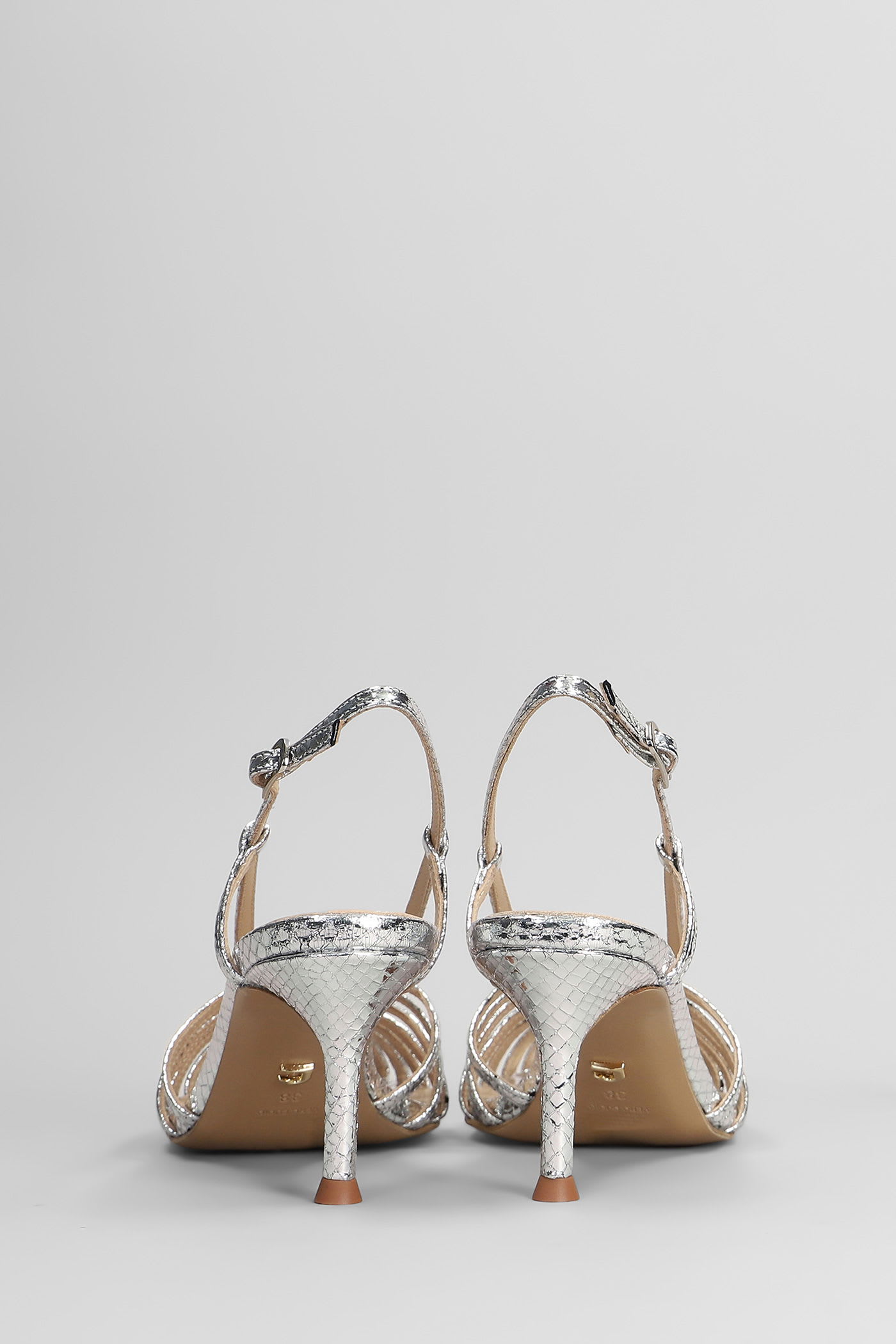 Lola Cruz Diana 65 Sandals In Silver Leather In Silver