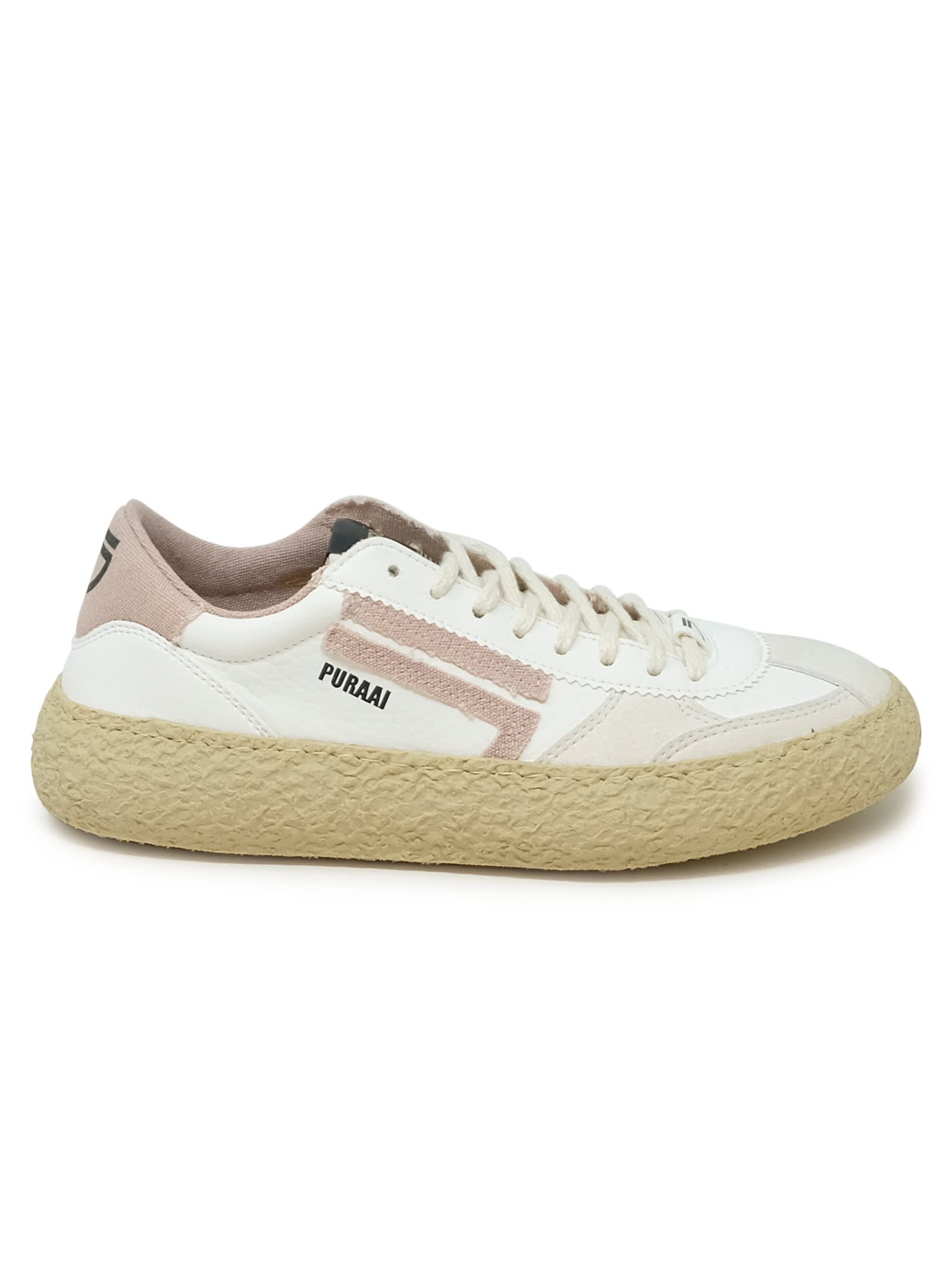 1.01 Classic White And Pink Vegan Leather Sneakers