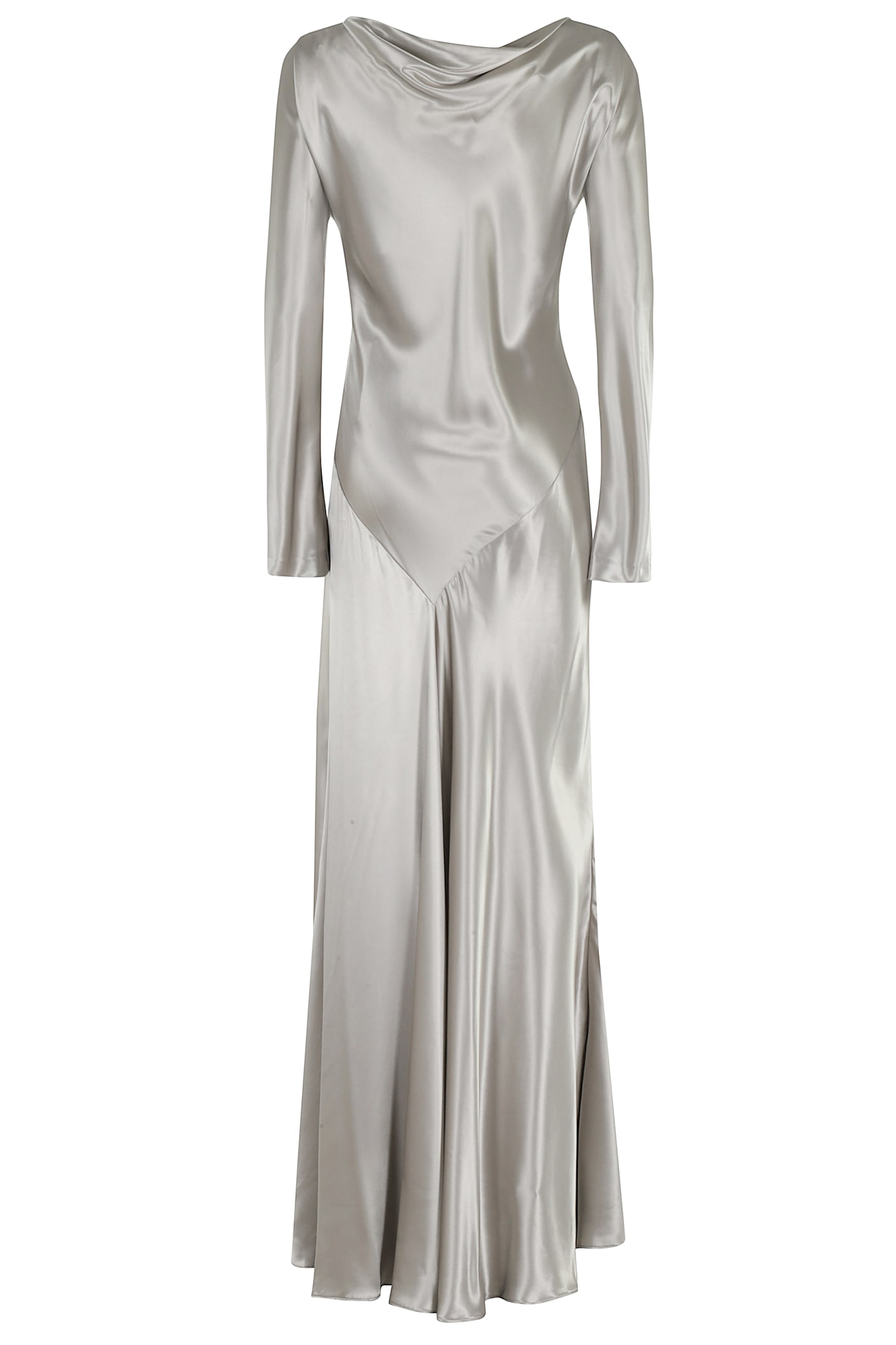 Alberta Ferretti Abito Raso Lucido In Silver
