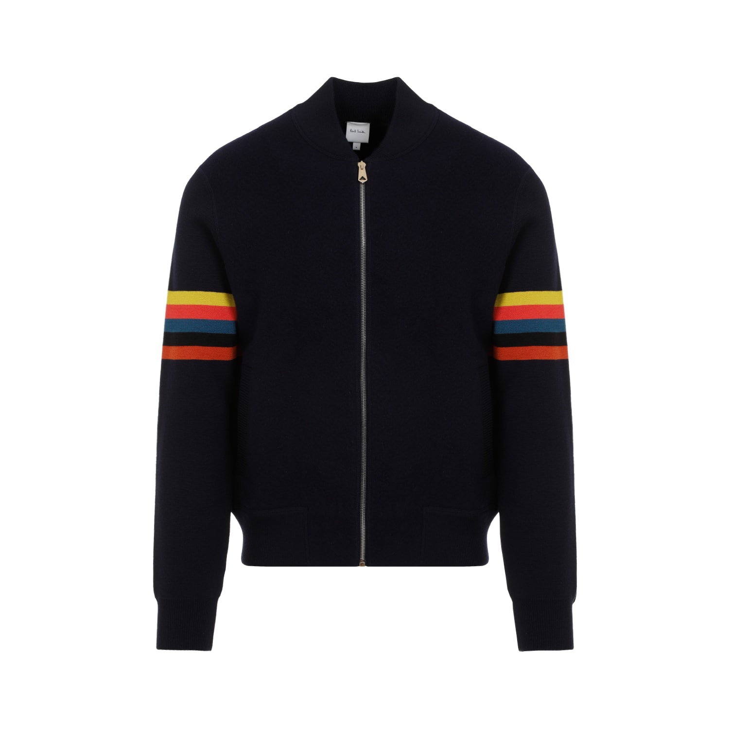 Shop Paul Smith Knitted Bomber Jacket In Very Dark Navy