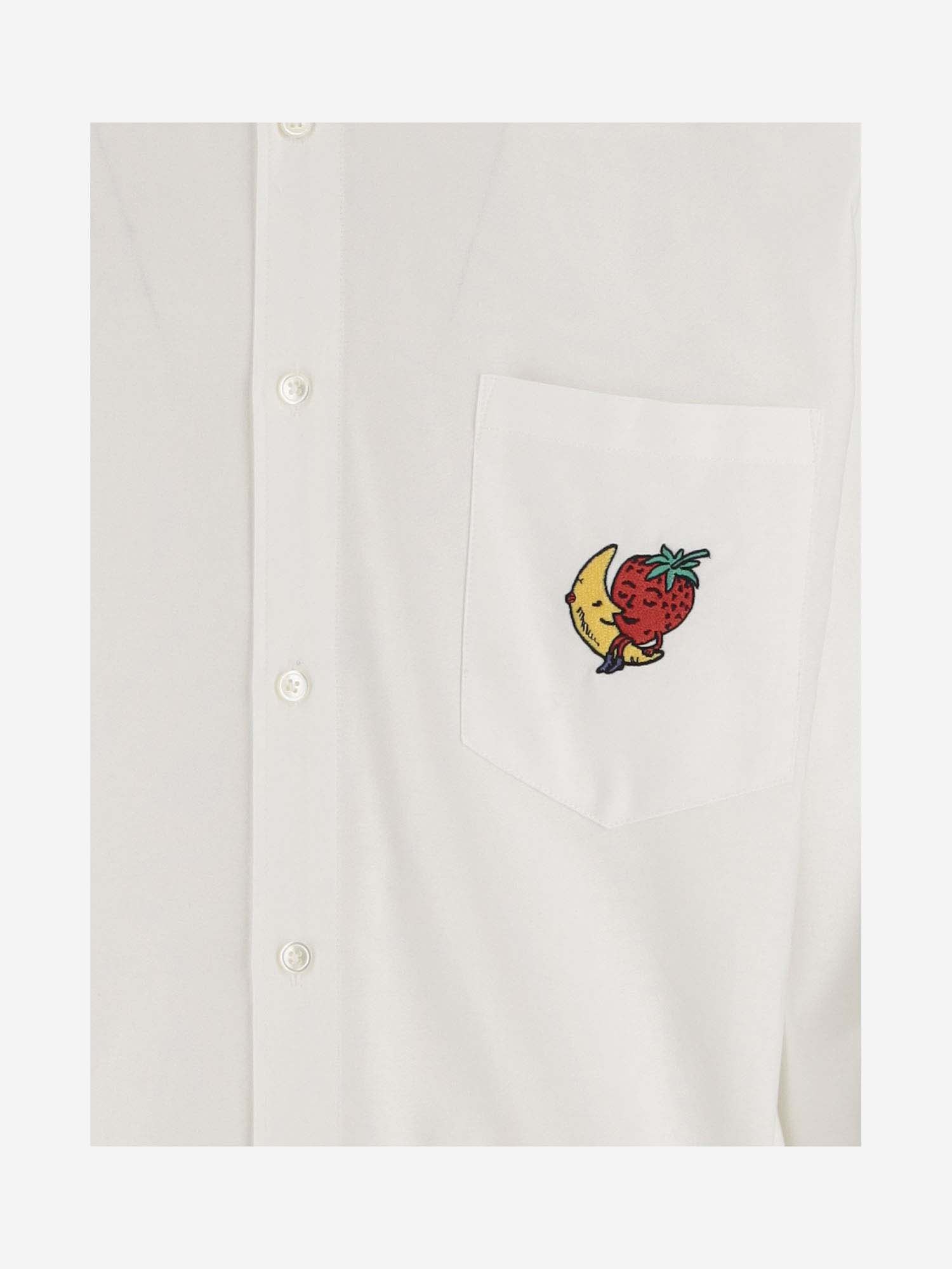 Shop Sky High Farm Cotton Poplin Shirt With Logo In White