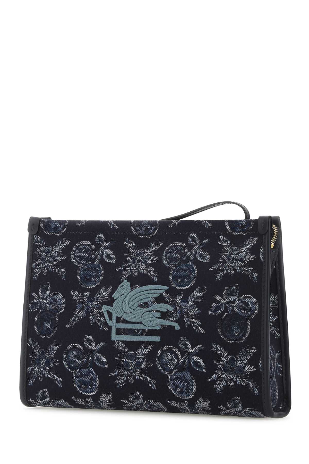 Etro Embroidered Canvas Beauty Case In Blue