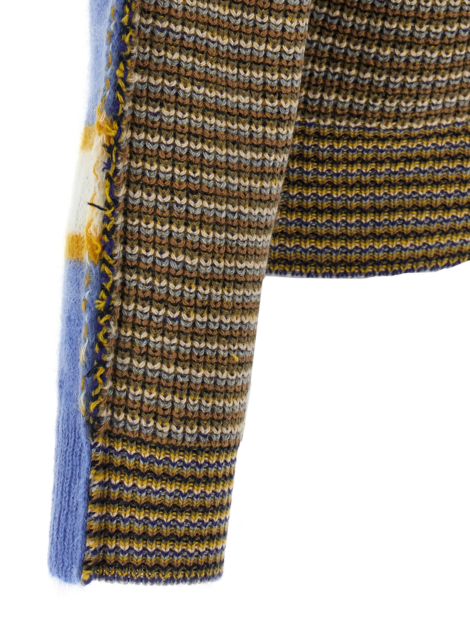 Marni Striped Pattern Round Neck Sweater In Blue