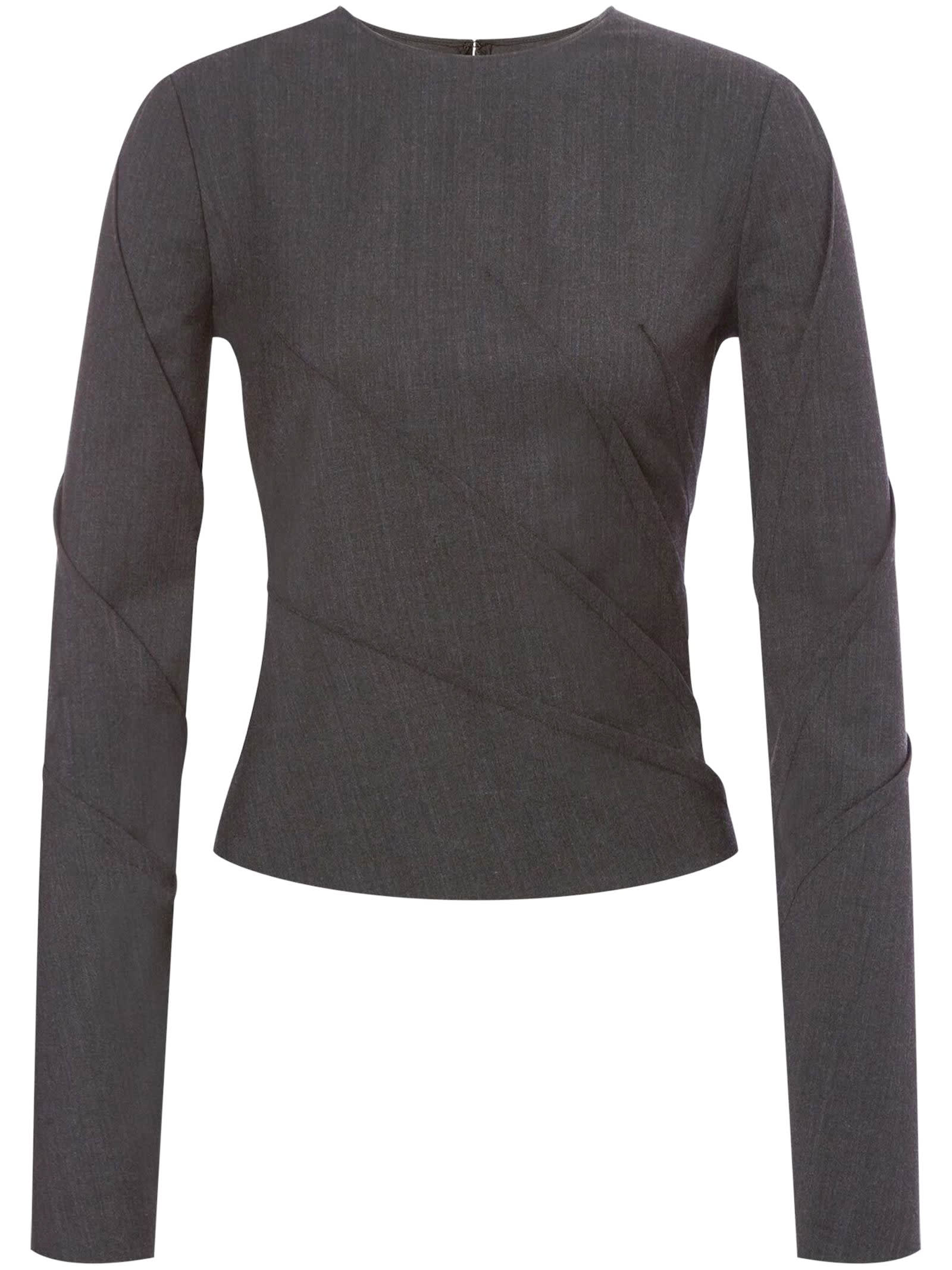 Shop Alberta Ferretti Top In Lana Vergine Grigio In Grey