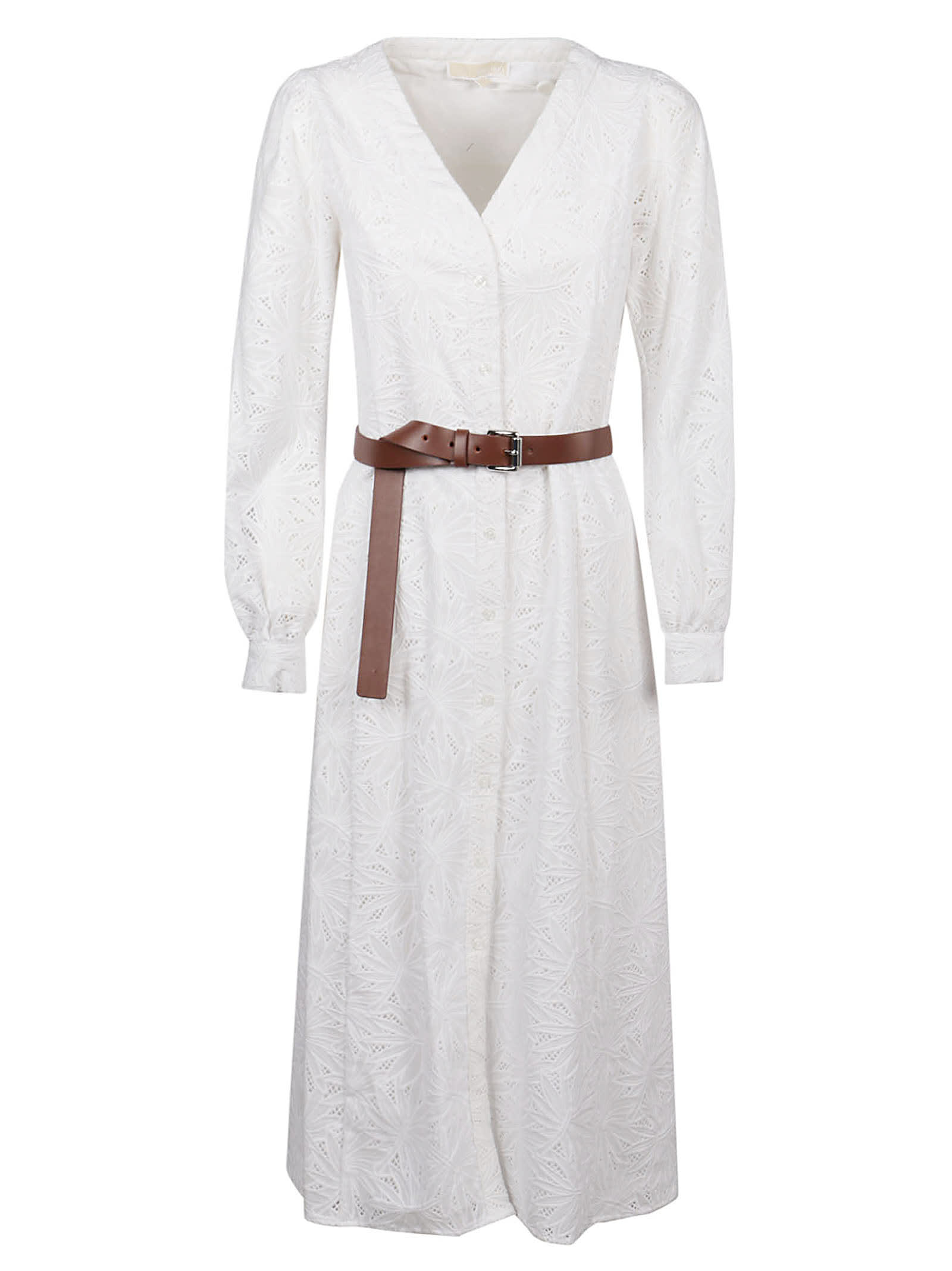 Michael Kors Palm Eyelet Kate Dress In White