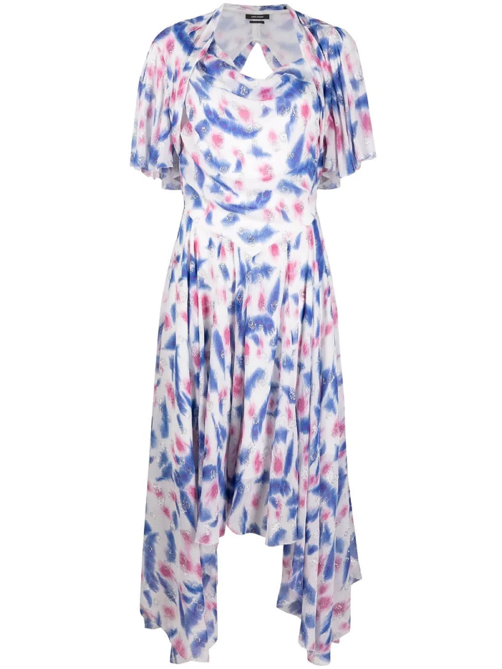 Isabel Marant White, Blue And Pink Silk Dress