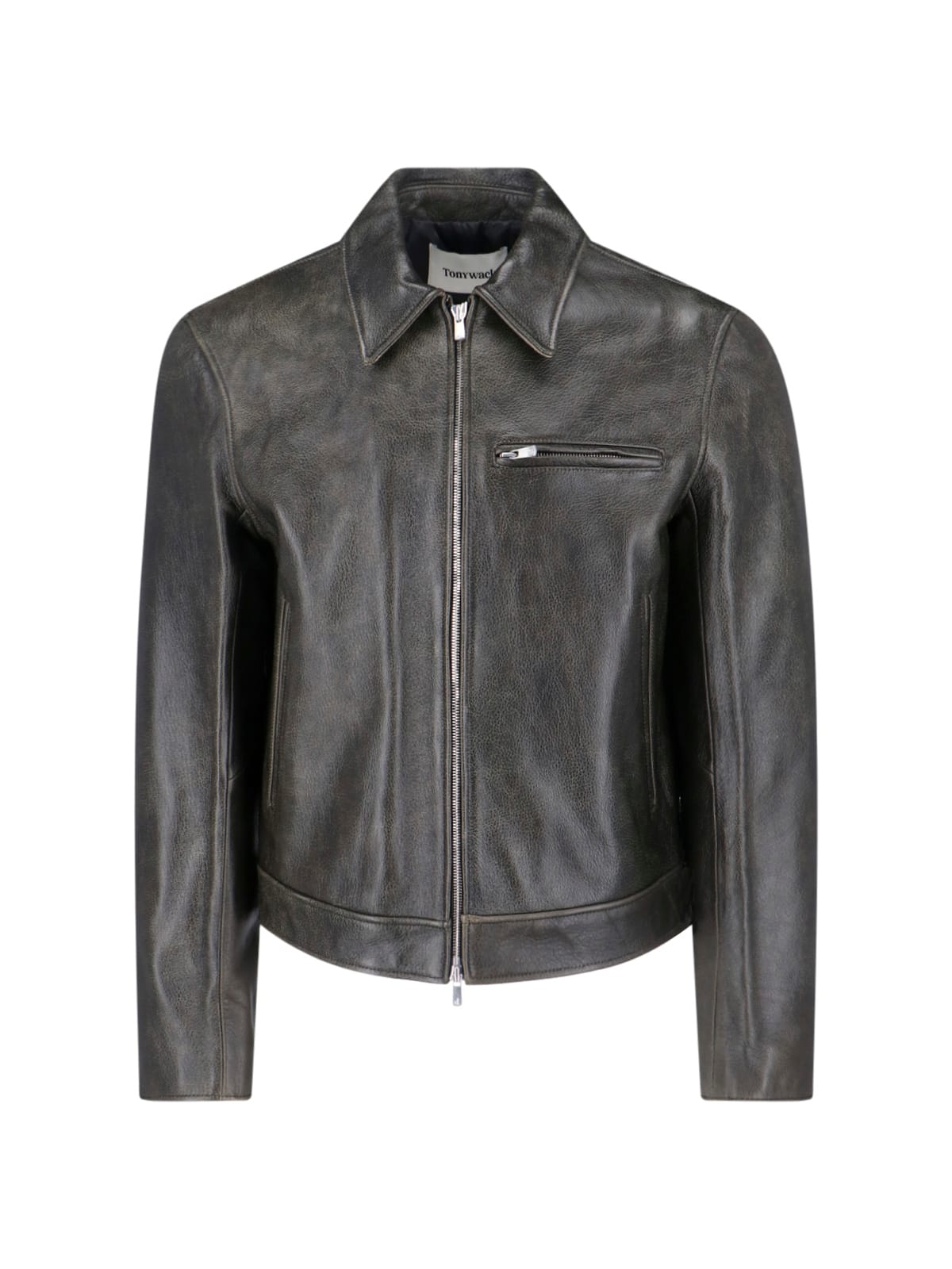 Tonywack Relaxed Jacket With Front Pocket And Textured Finish In Black