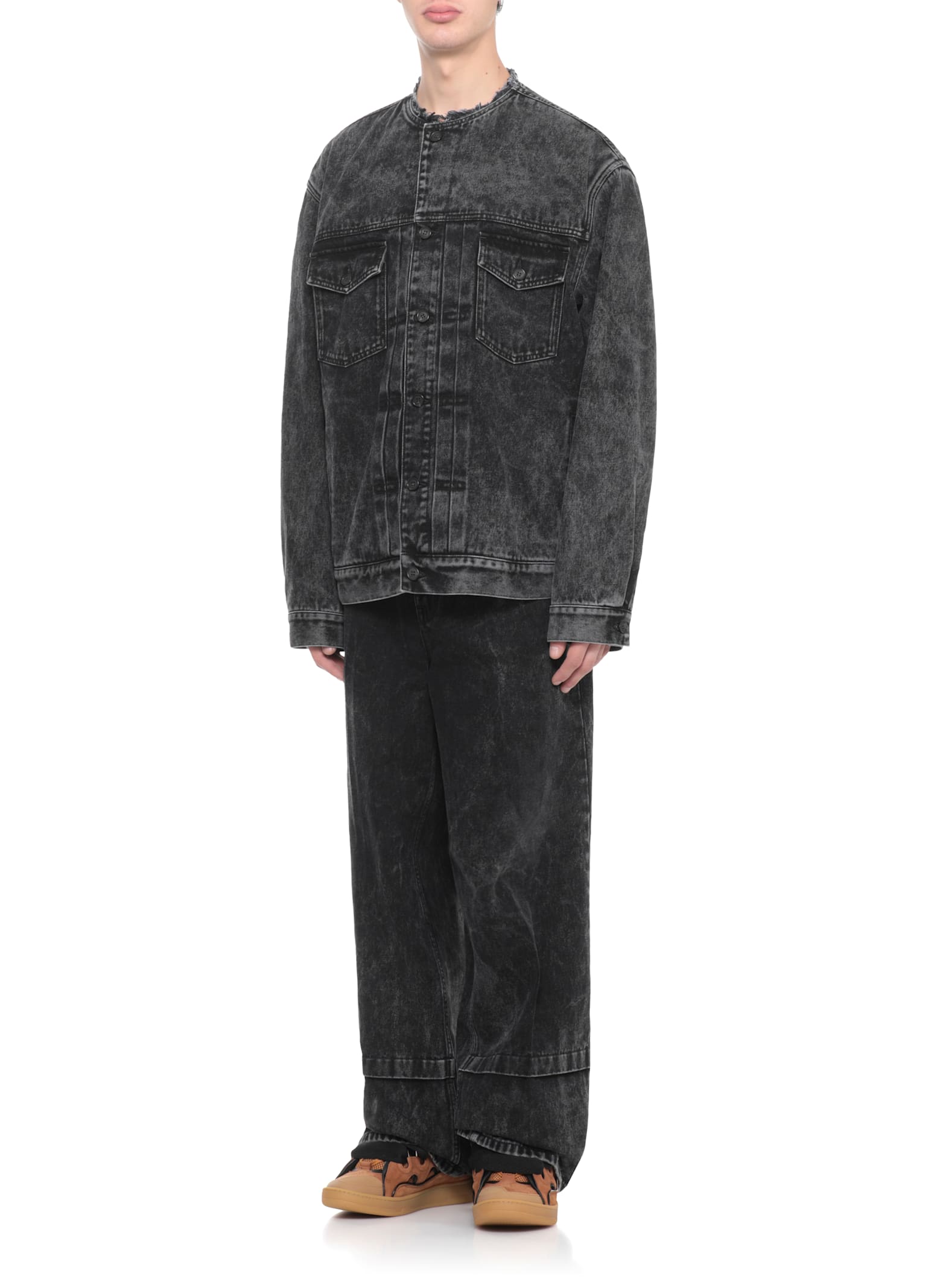Lanvin Denim Collarless Jacket Clothing In Black