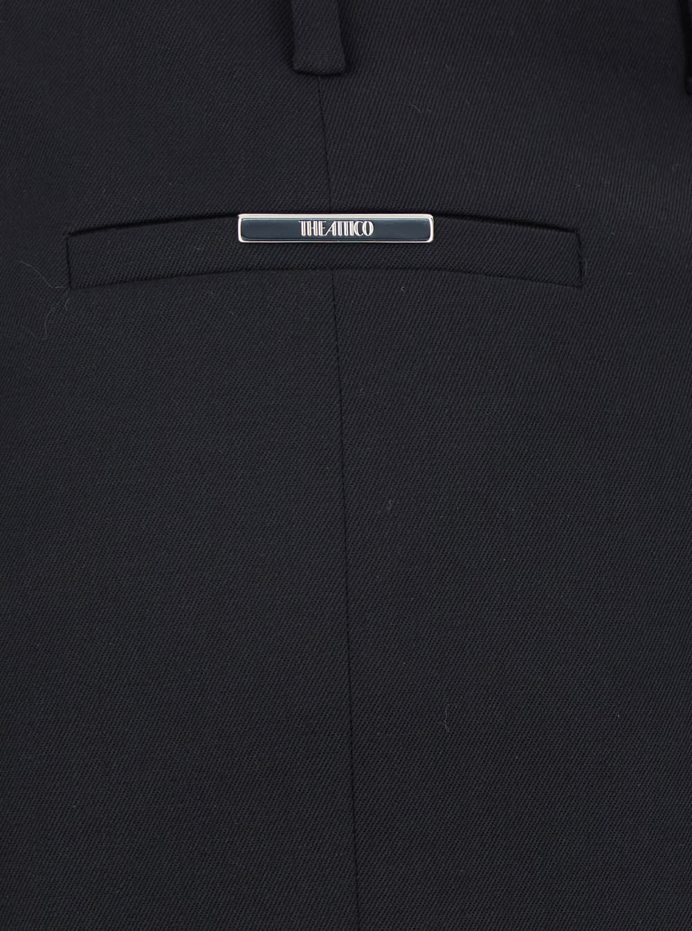 Attico Black Skirt With Two Front Slits And Logo Plaque On The Rear In Wool Woman In Black