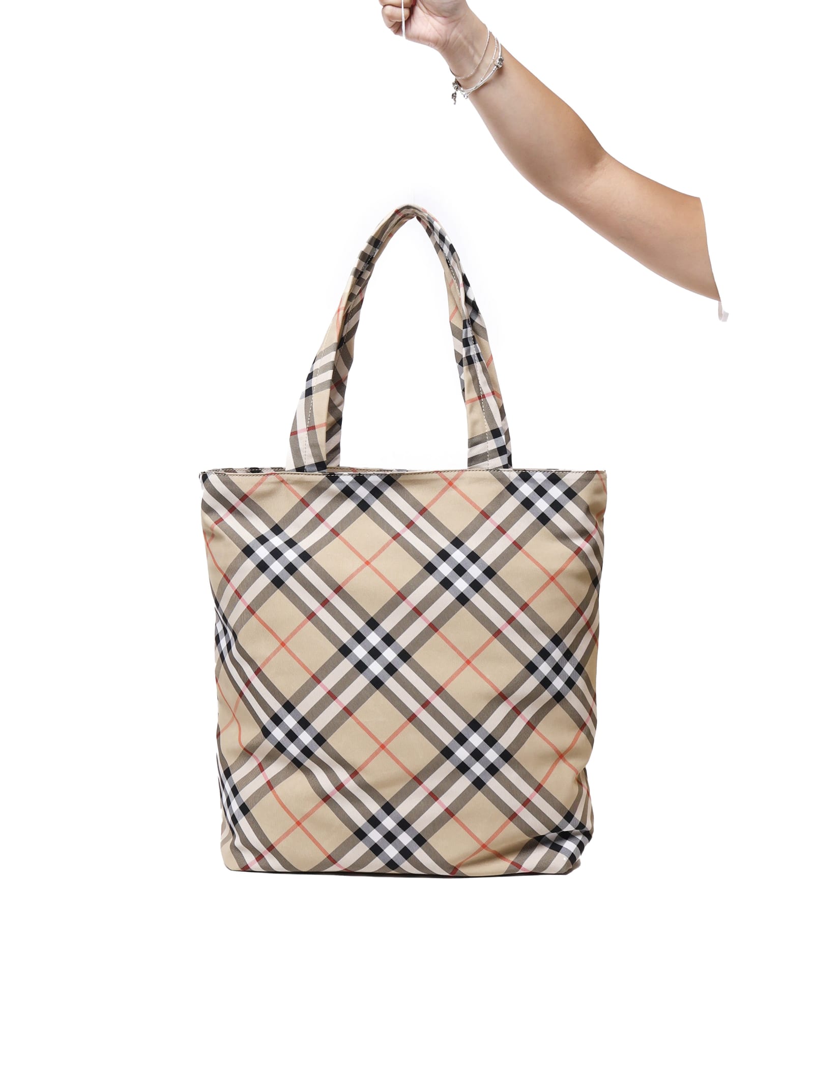 Shop Burberry Vintage Check Tote Bag In Sand