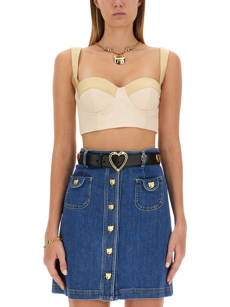 Shop Moschino Top Bustier In Ivory