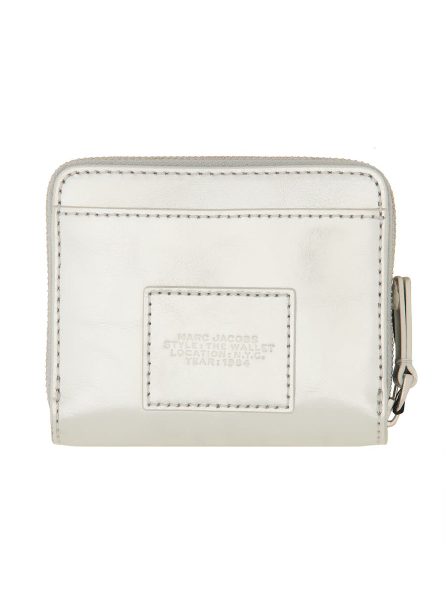 Shop Marc Jacobs Compact Mini Wallet In Silver