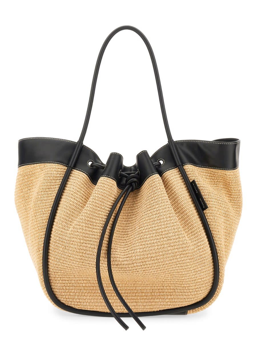 Proenza Schouler Large Ruffled Tote Bag With Woven Texture In Nude