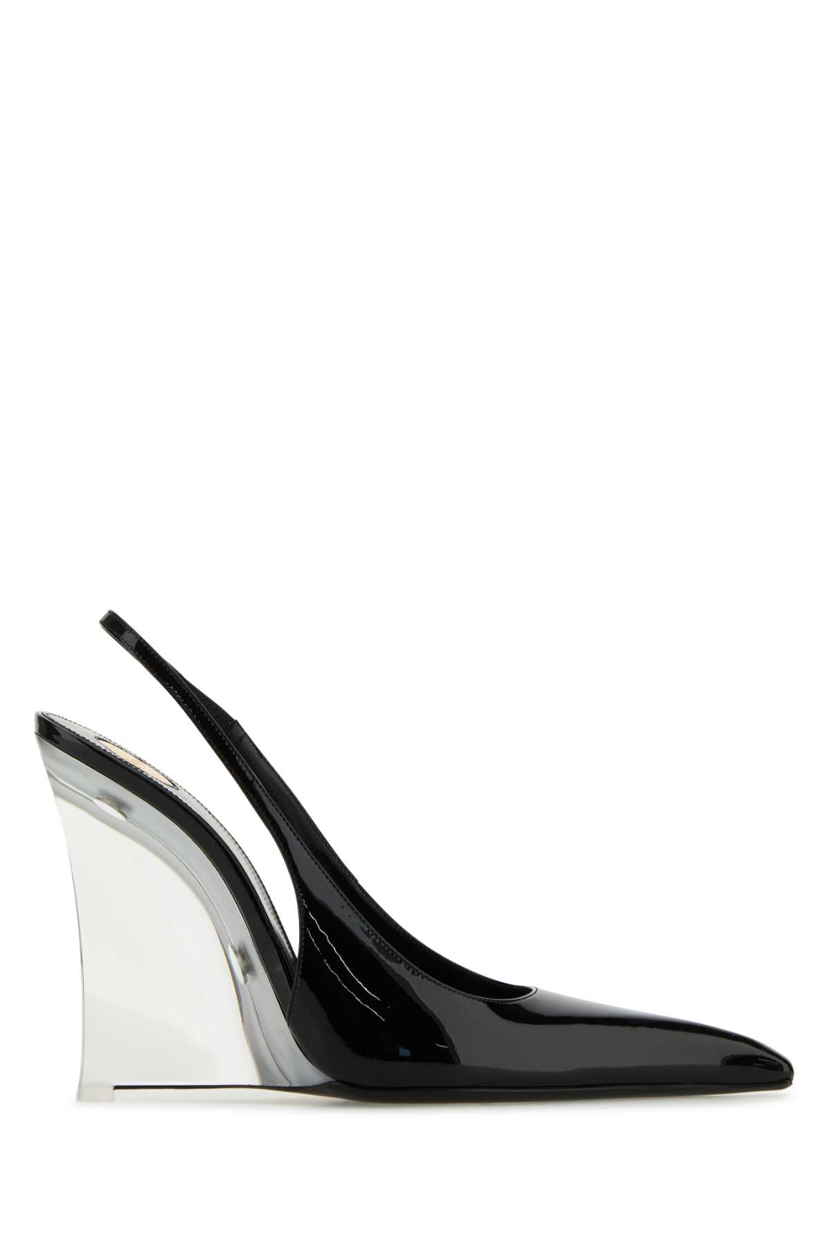 Saint Laurent Black Leather Miller Wedges