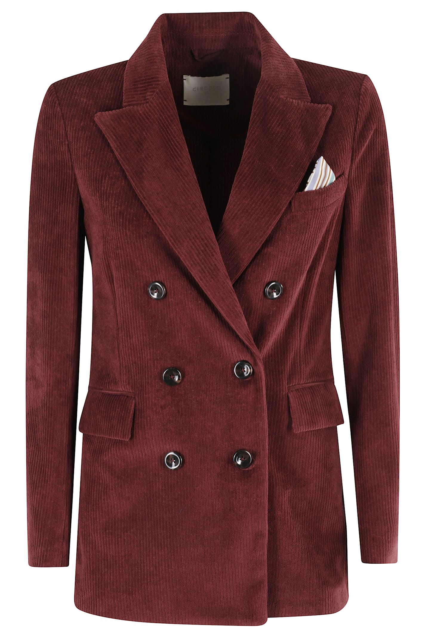 Circolo 1901 Double-breasted Corduroy Jacket With Flap Pockets In Burgundy
