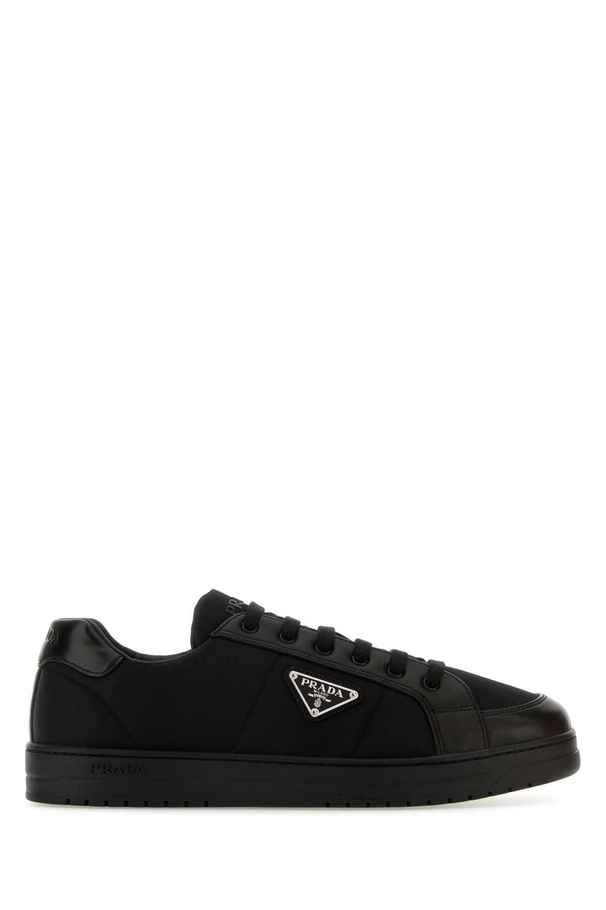 Shop Prada Black Re-nylon And Nappa Leather Downtown Sneakers In Nero