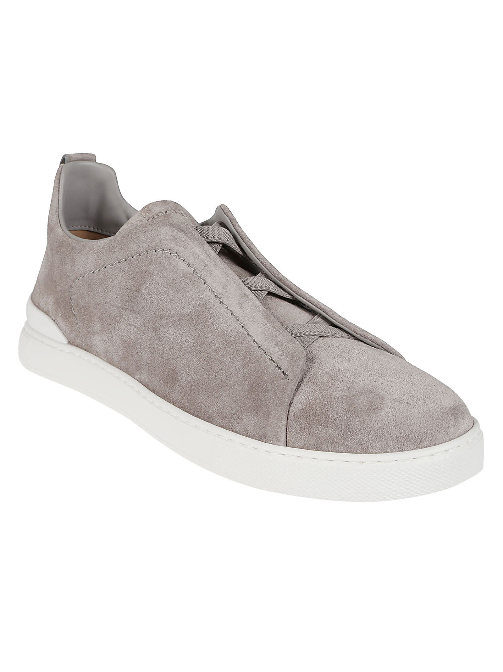 Shop Zegna Triple Stitch Low Top Sneakers In Gme Grigio Melange