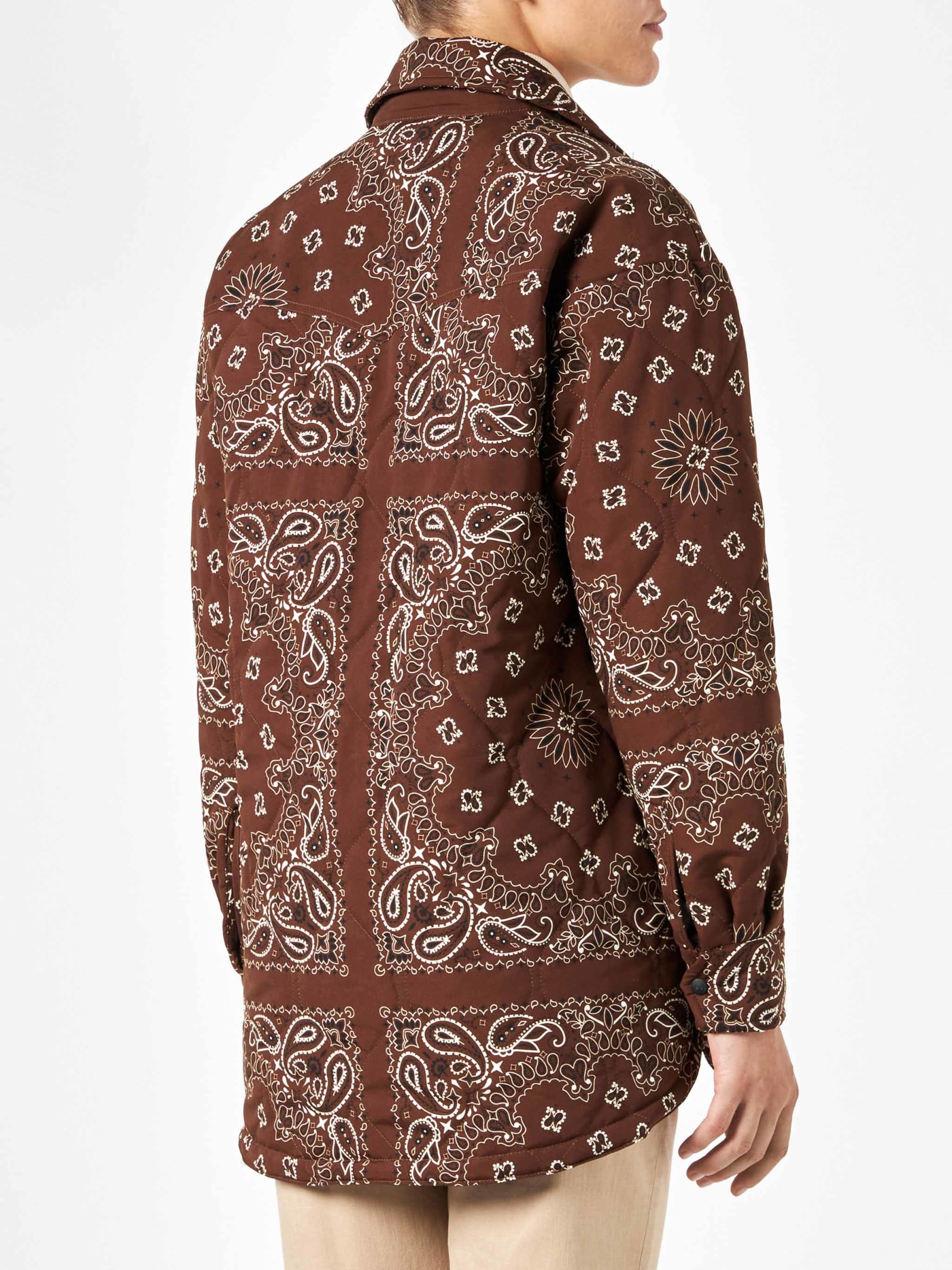 Shop Mc2 Saint Barth Woman Jacket With Bandanna Print In Brown