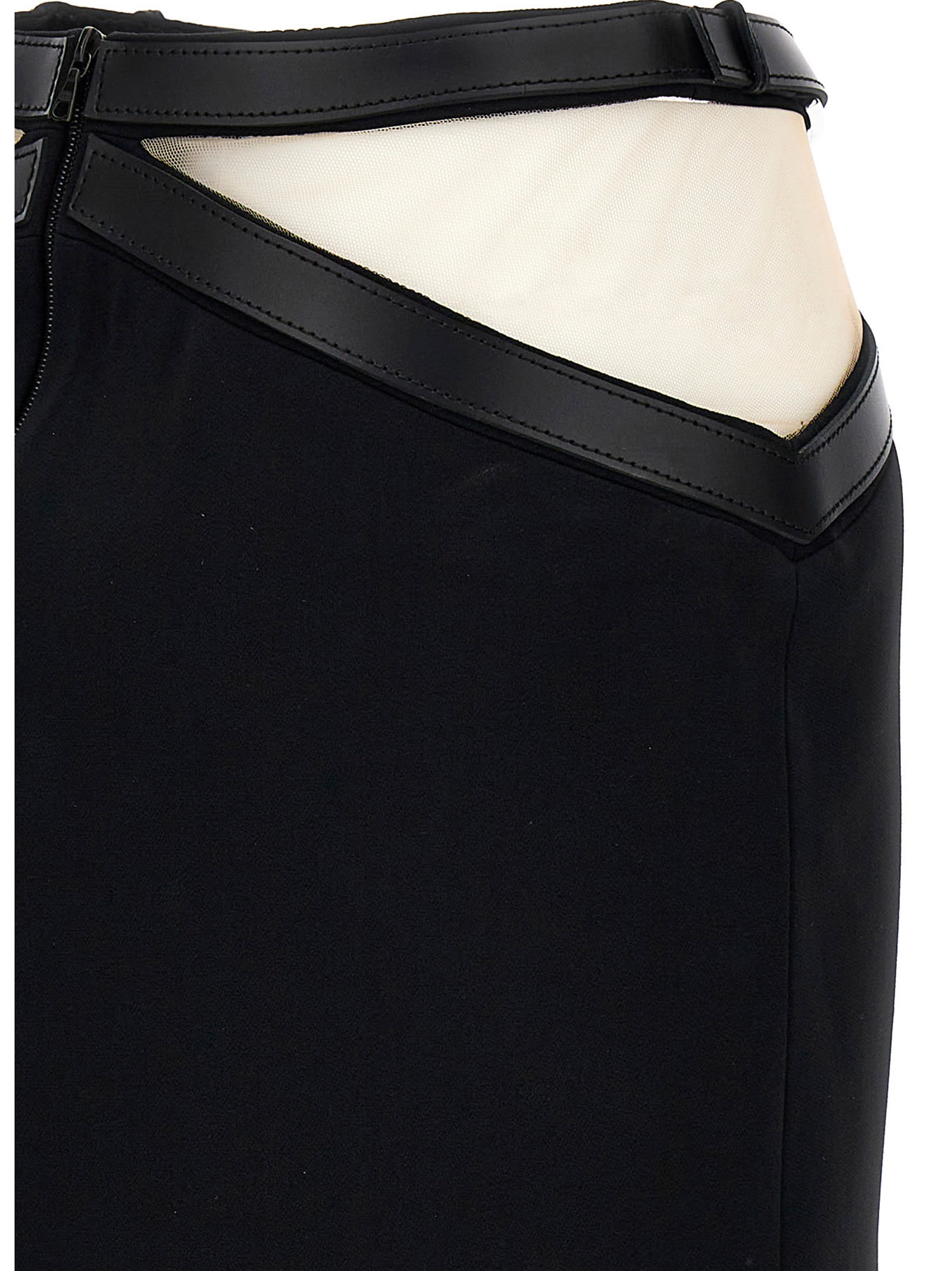 Shop David Koma Cross Waist Band Net Insert Skirt In Black