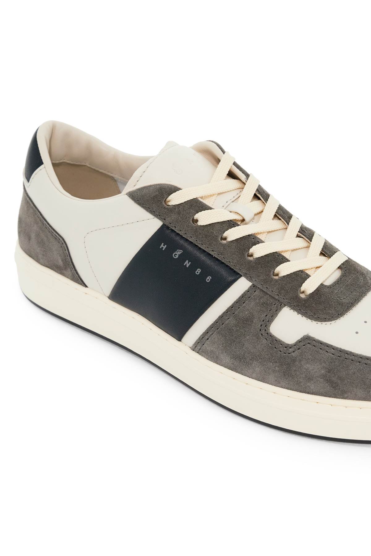 Shop Hogan Smooth And Suede Leather H-tv Sneakers. In B013(yogurt)+b804+u805 (grey)