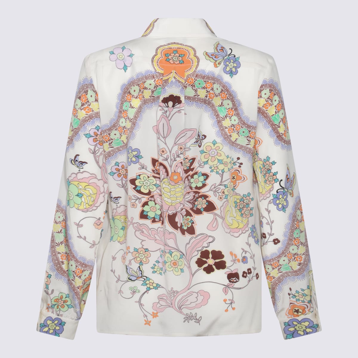 Etro Floral Paisley Print Button-up Silk Shirt In Multicolour