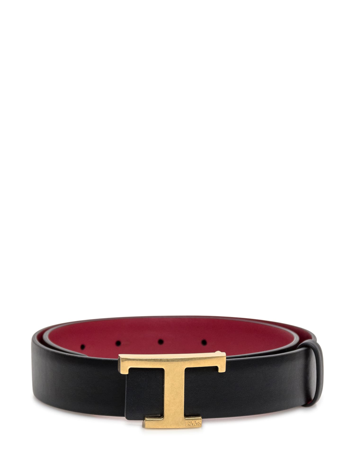 Shop Tod's Belt New T Revers In Nero+merlot