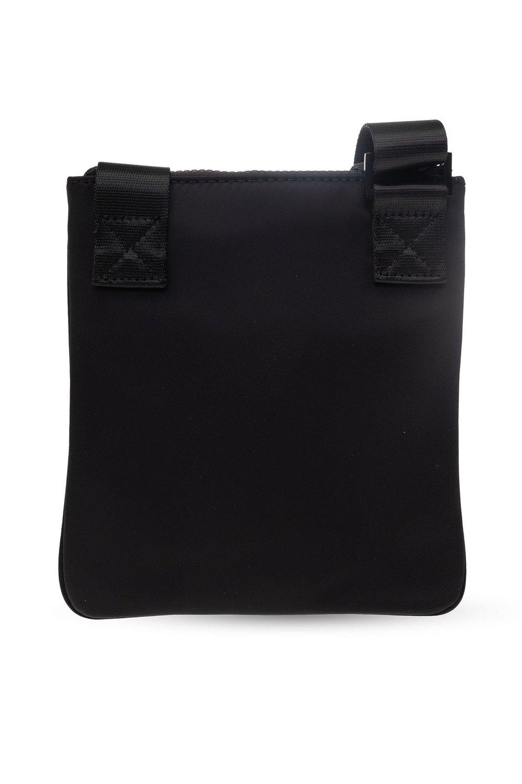 VERSACE JEANS COUTURE LOGO EMBROIDERED ZIPPED MESSENGER BAG 
