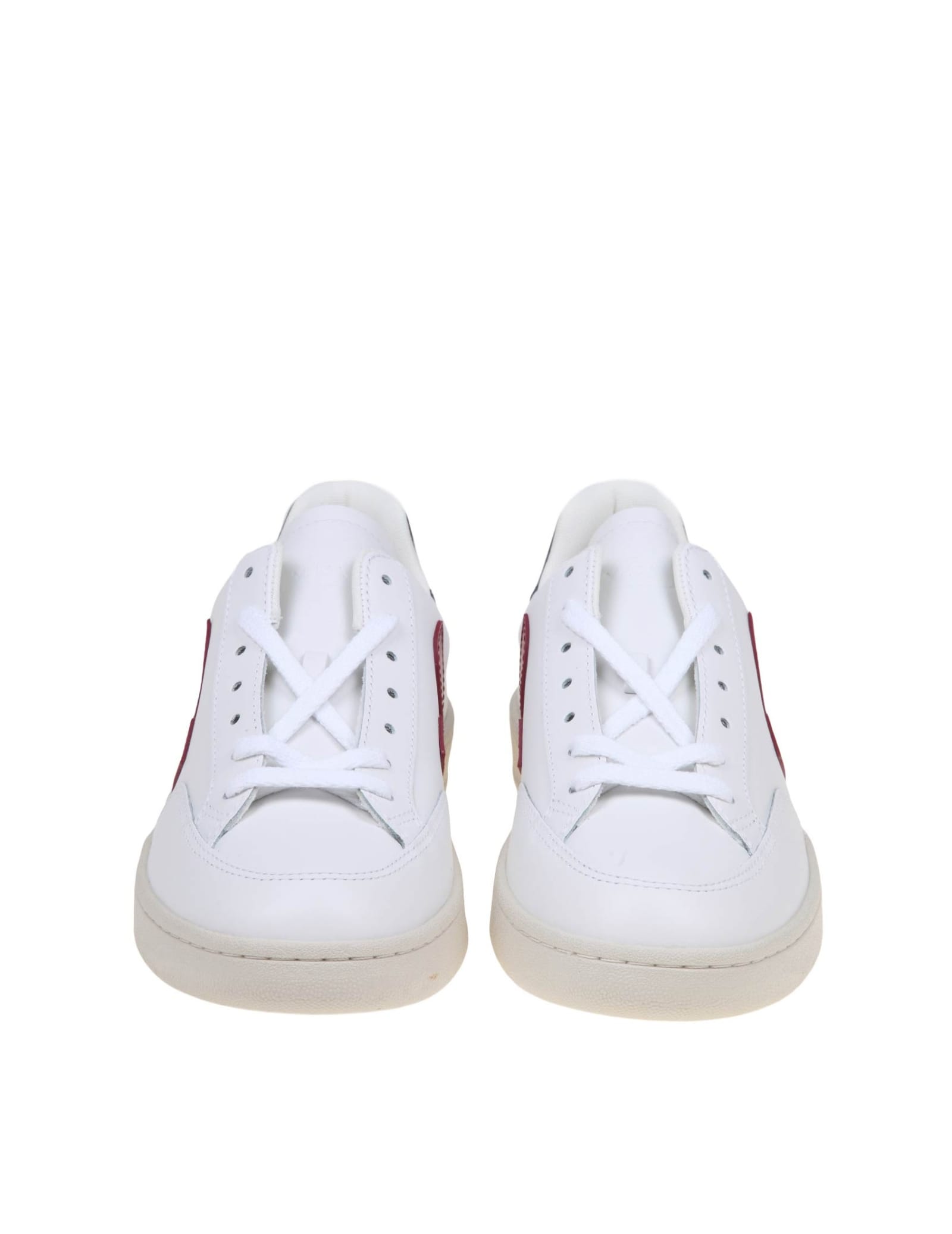 Shop Veja V 12 Sneakers In White/marsala Leather