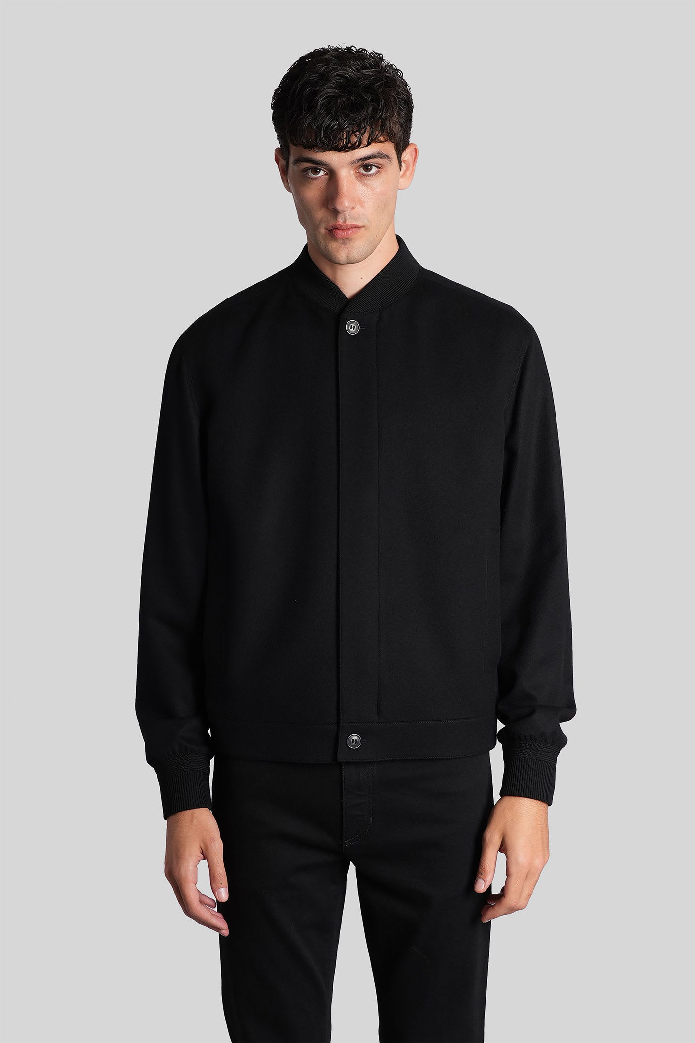 Zegna Bomber Jacket In Black Cashmere