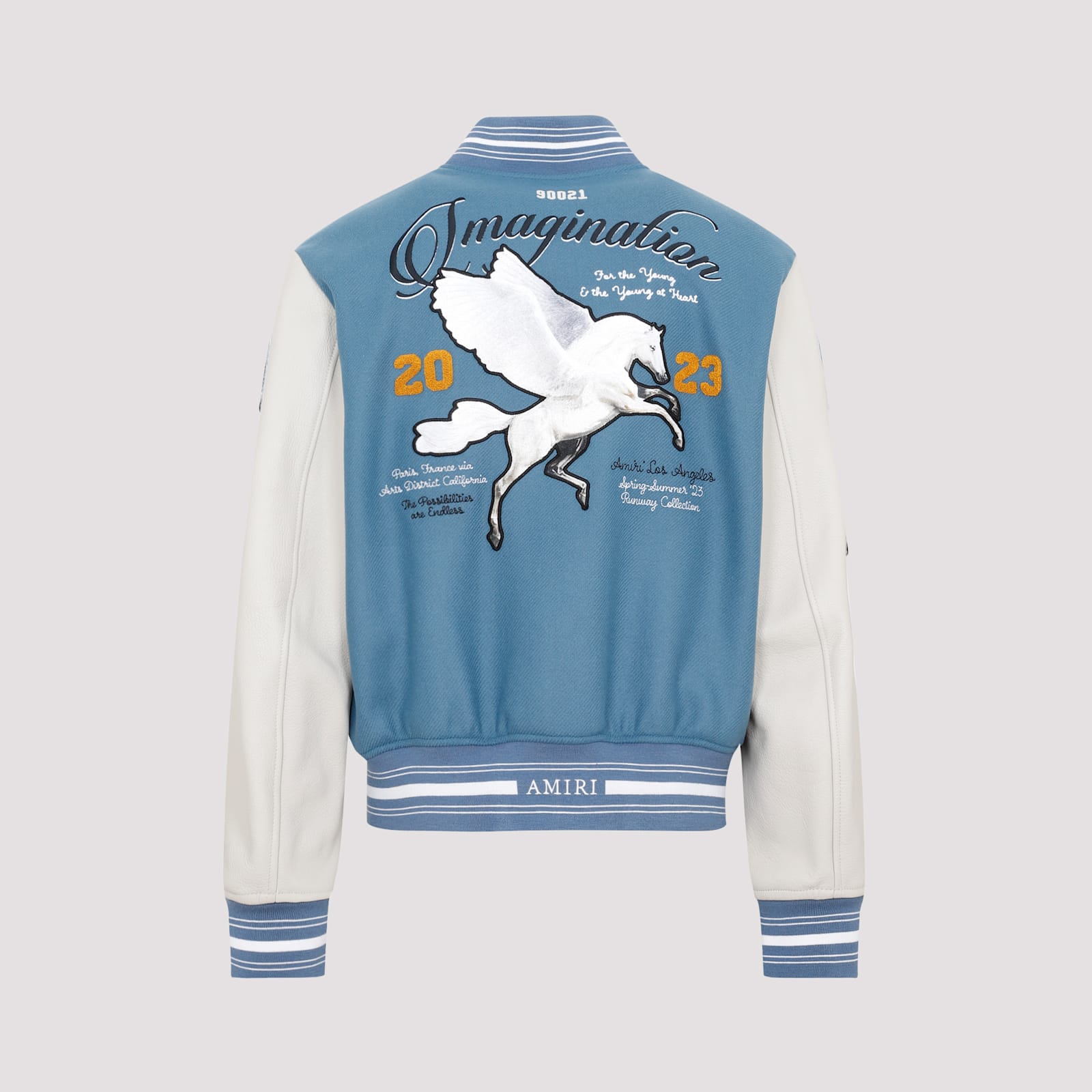 Amiri Oversized Varsity Jacket Ribbed Collar In Bluefin