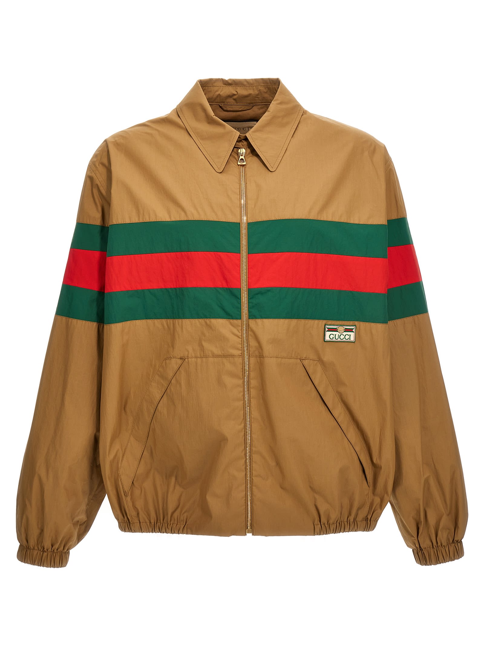 Shop Gucci Web Jacket In Beige