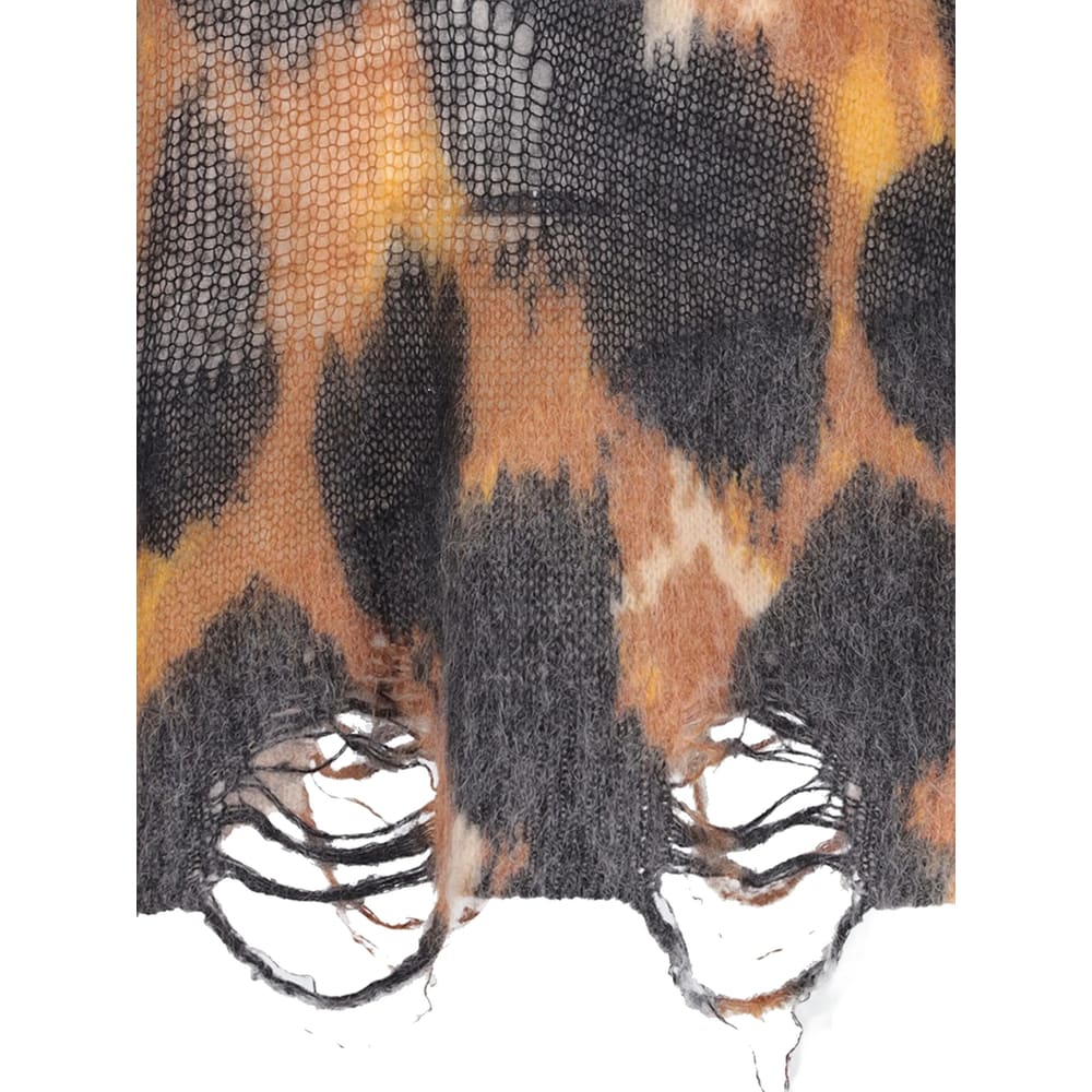 Laneus Animal Print Distressed Baby Alpaca Sweater In Multi