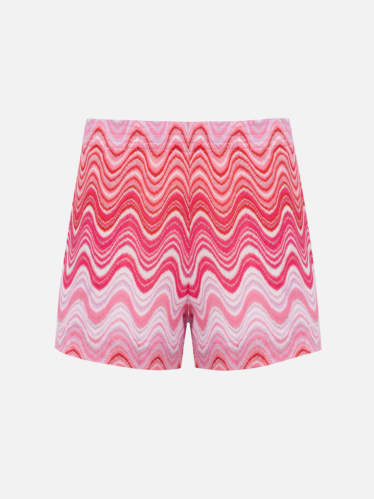 Shop Mc2 Saint Barth Woman Rachel Knit Fabric Pull Up Shorts Meave In Pink