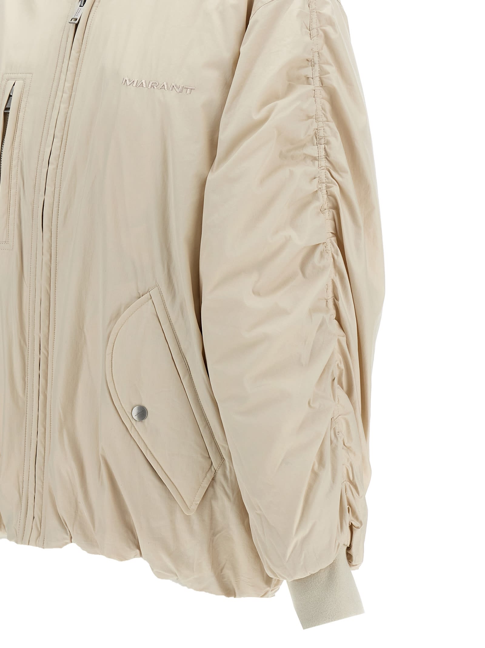 Shop Marant Etoile Coleen Bomber Jacket In Beige