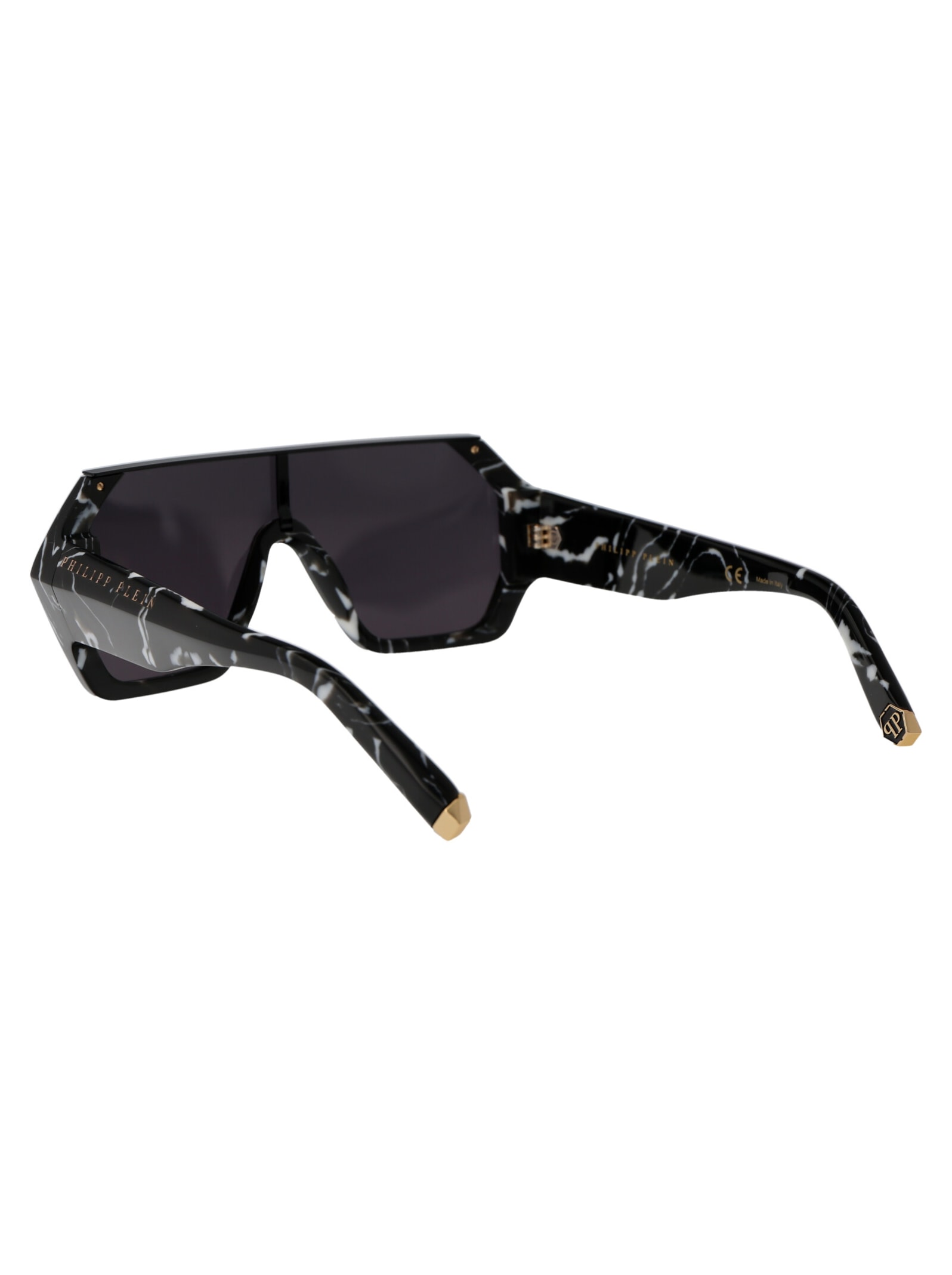Shop Philipp Plein Spp047 Sunglasses In 0z21 Nero Marmorizzato