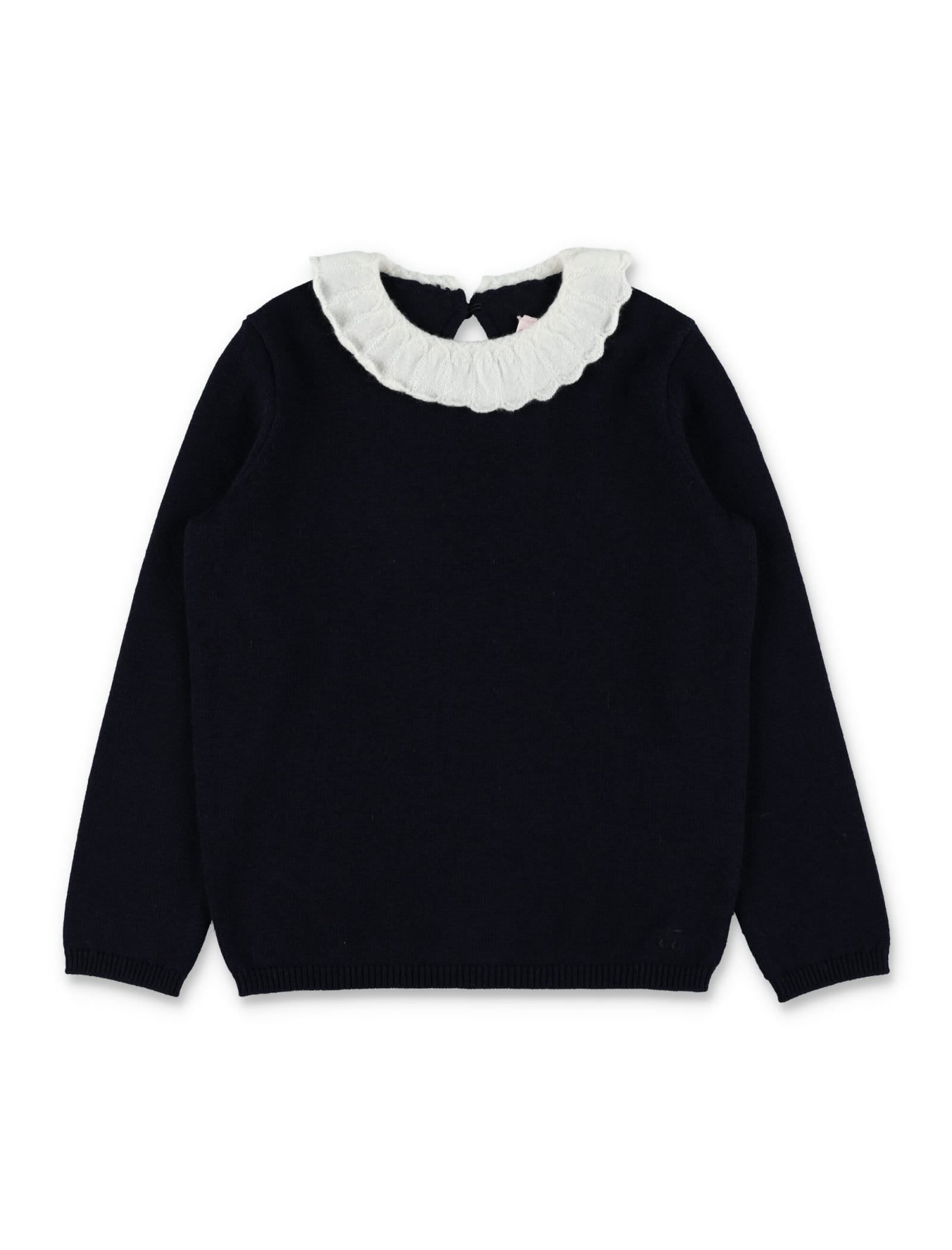 Bonpoint Kids' T-shirt Knit White Collar In Black