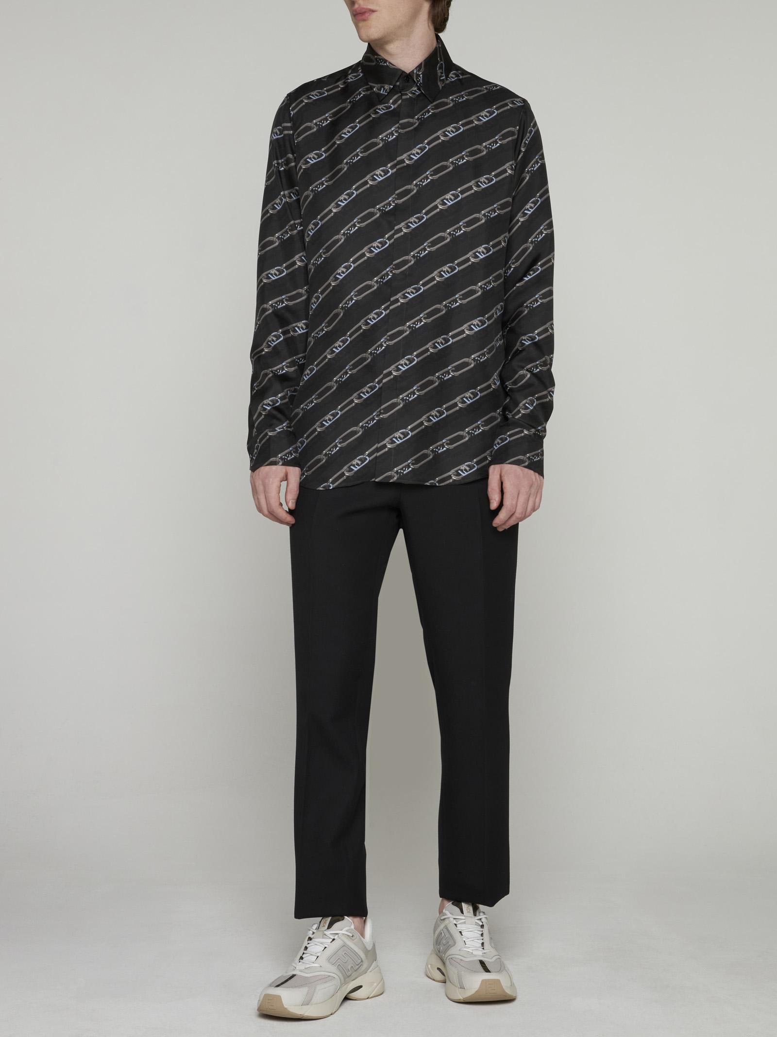 Shop Fendi Wool-blend Trousers In Black