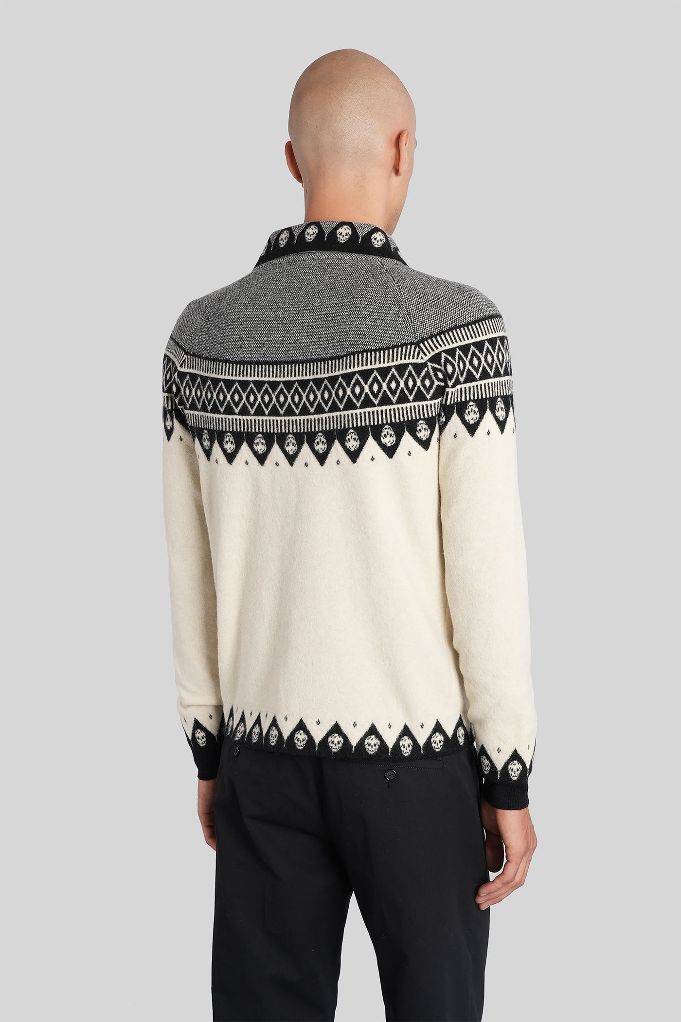 Alexander Mcqueen Skull-motif Wool Cardigan In Neutral