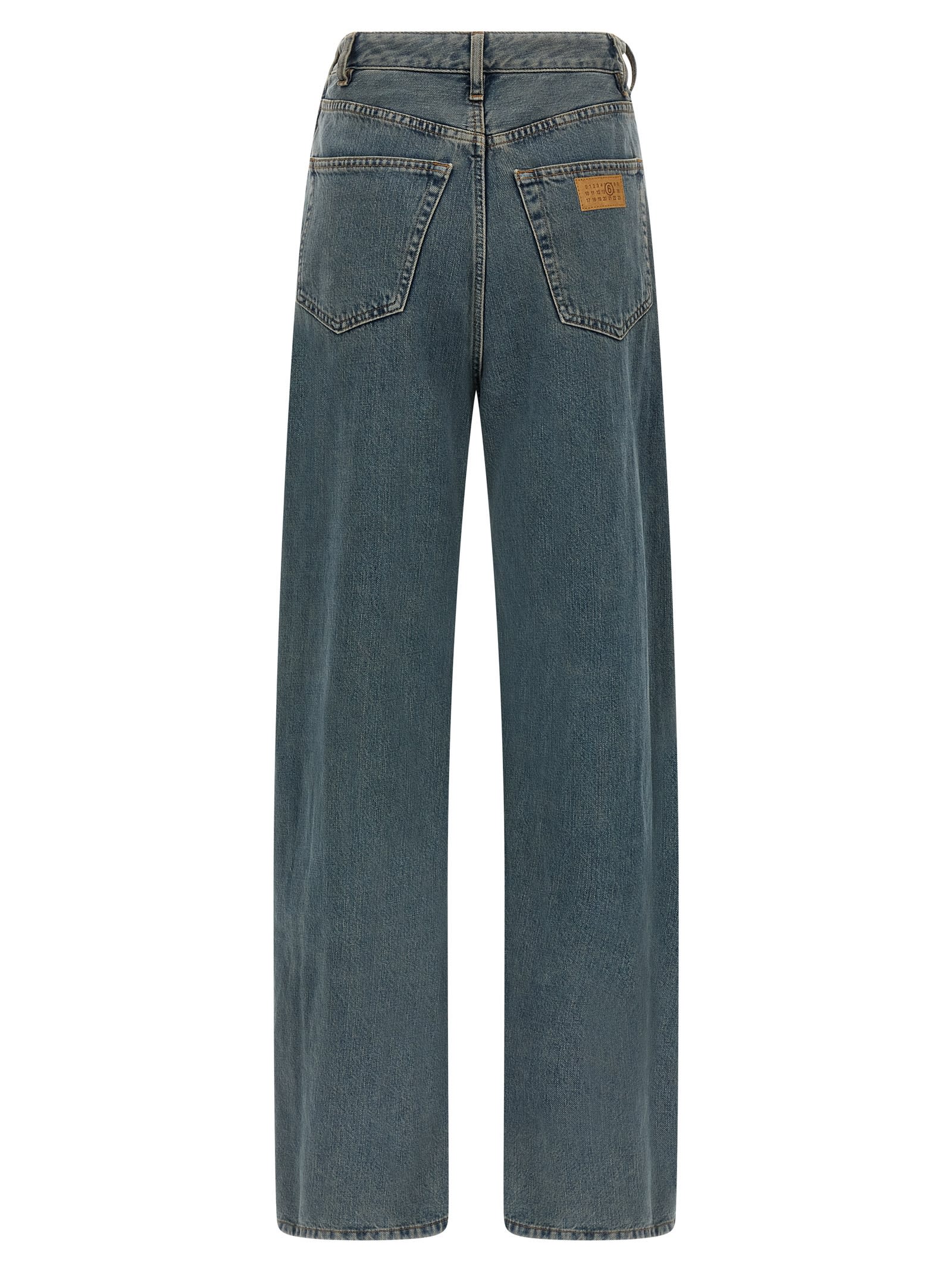 Mm6 Maison Margiela Reversible Denim Trousers Featuring Back Pockets In Blue