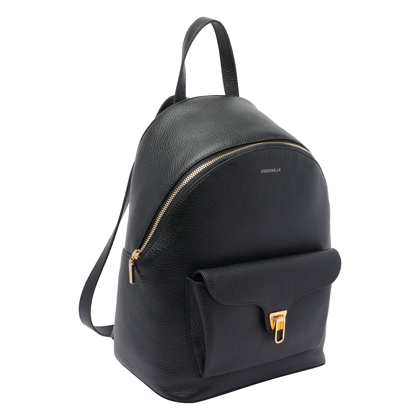 Coccinelle Minimalist Zip-closure Backpack With External Pocket In Black